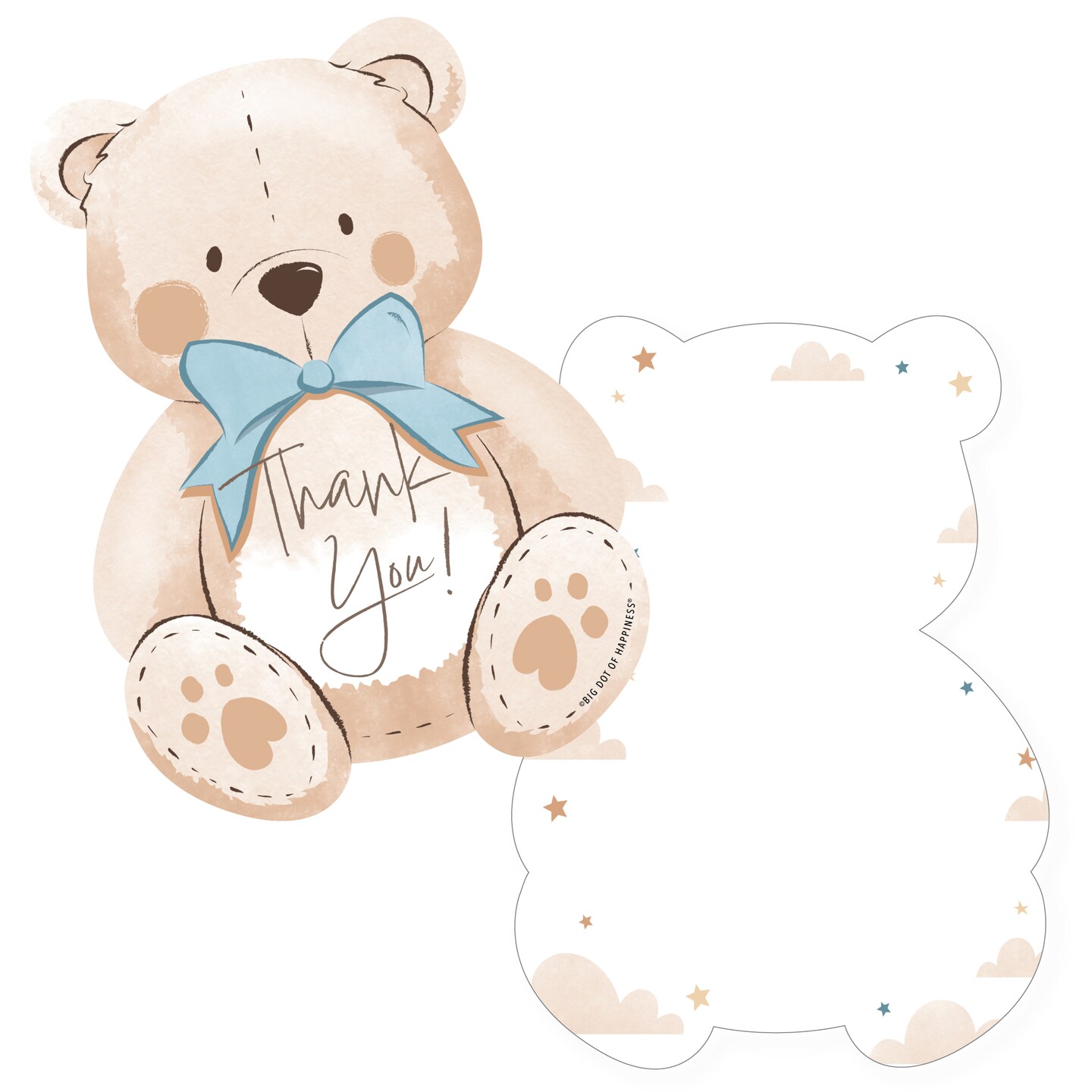 Big Dot of Happiness We Can Bearly Wait - Shaped Thank You Cards - Teddy Bear Baby Shower Thank You Note Cards with Envelopes - Set of 12