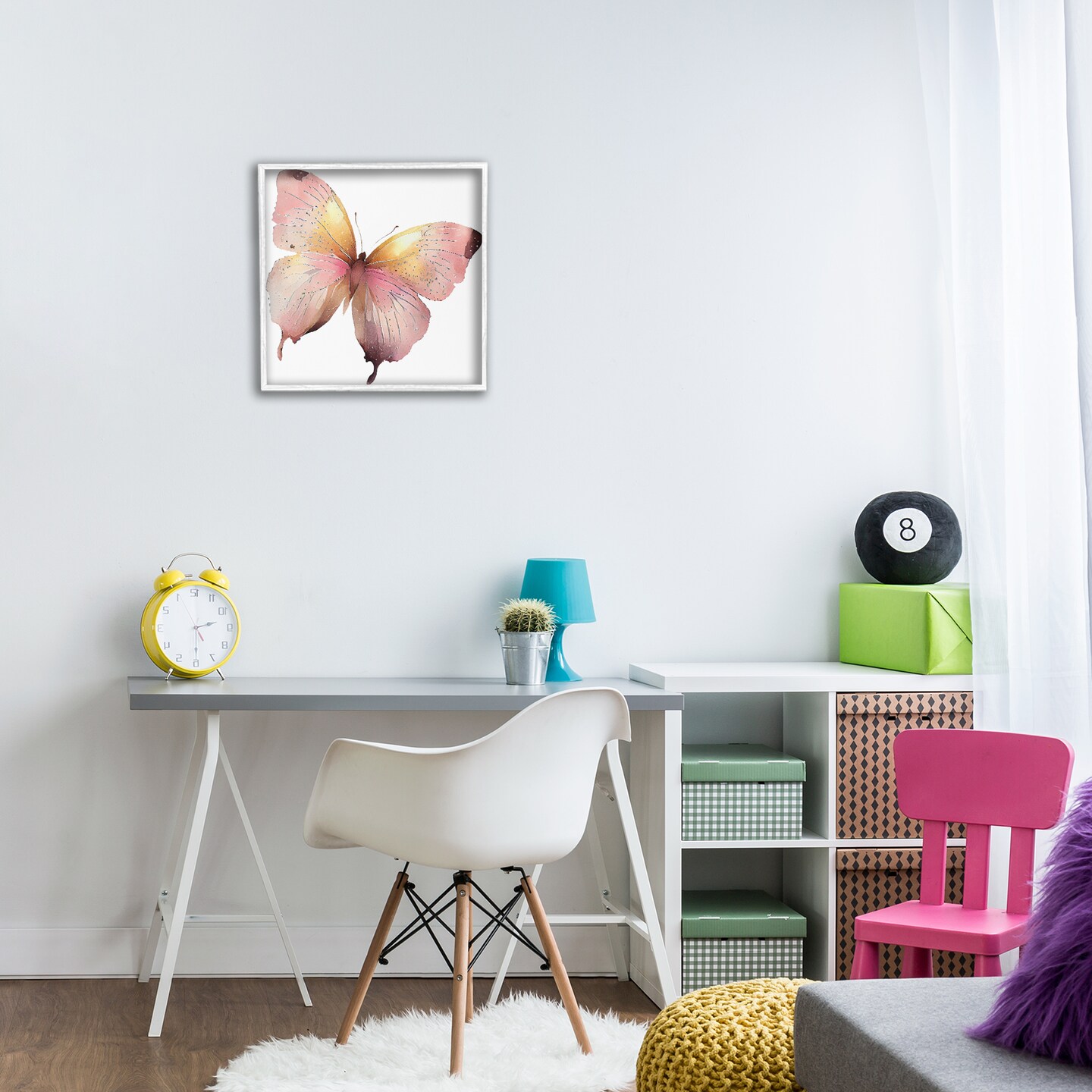 Stupell Industries Chic Pink Butterfly Framed Giclee Wall Art Design by Birch&Ink