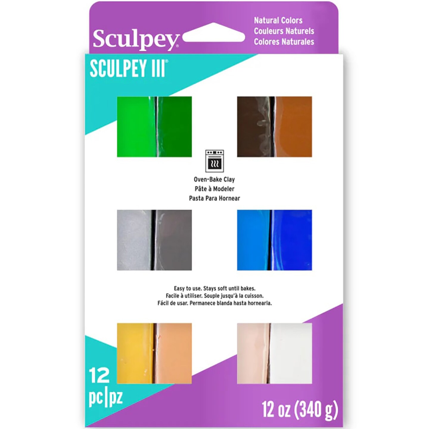 Sculpey III: Polymer Clay: Multipack Naturals - (12) 1oz Packs- Oven Bake Clay, 12 Colors, Non-Toxic, Sculpting, Create Jewelry & Crafts, Art Supplies