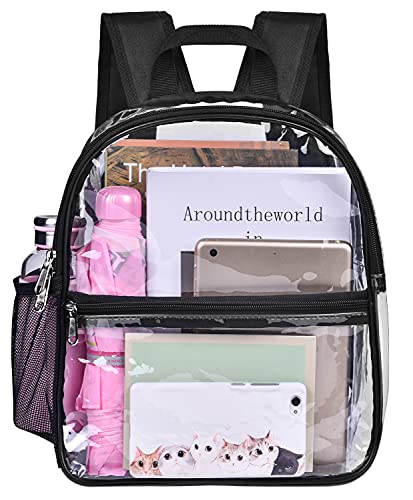 Clear Backpack for Stadium Approved 12×6×12, Water proof Clear Bag for Stadium Events and Concert Work Sport Event(Black)