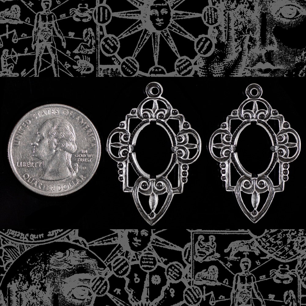 Antiqued Silver Plated Brass Filigree Frames for 10mm x 14mm - Set of Two - S-F32