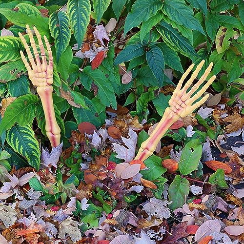 Creepy Hands Arms with Lawn Stakes, Realistic Skeleton Bones for Outdoor Party Yard Lawn Garden Graveyard Haunted House Decor