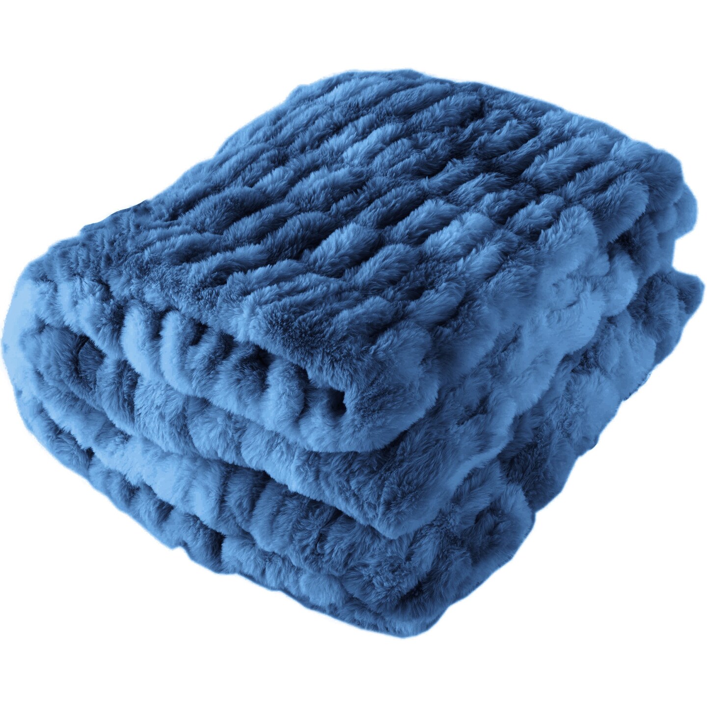 Lavish Home Faux Faux Blanket 60X80 Inch Queen Size Blue Soft Polyester