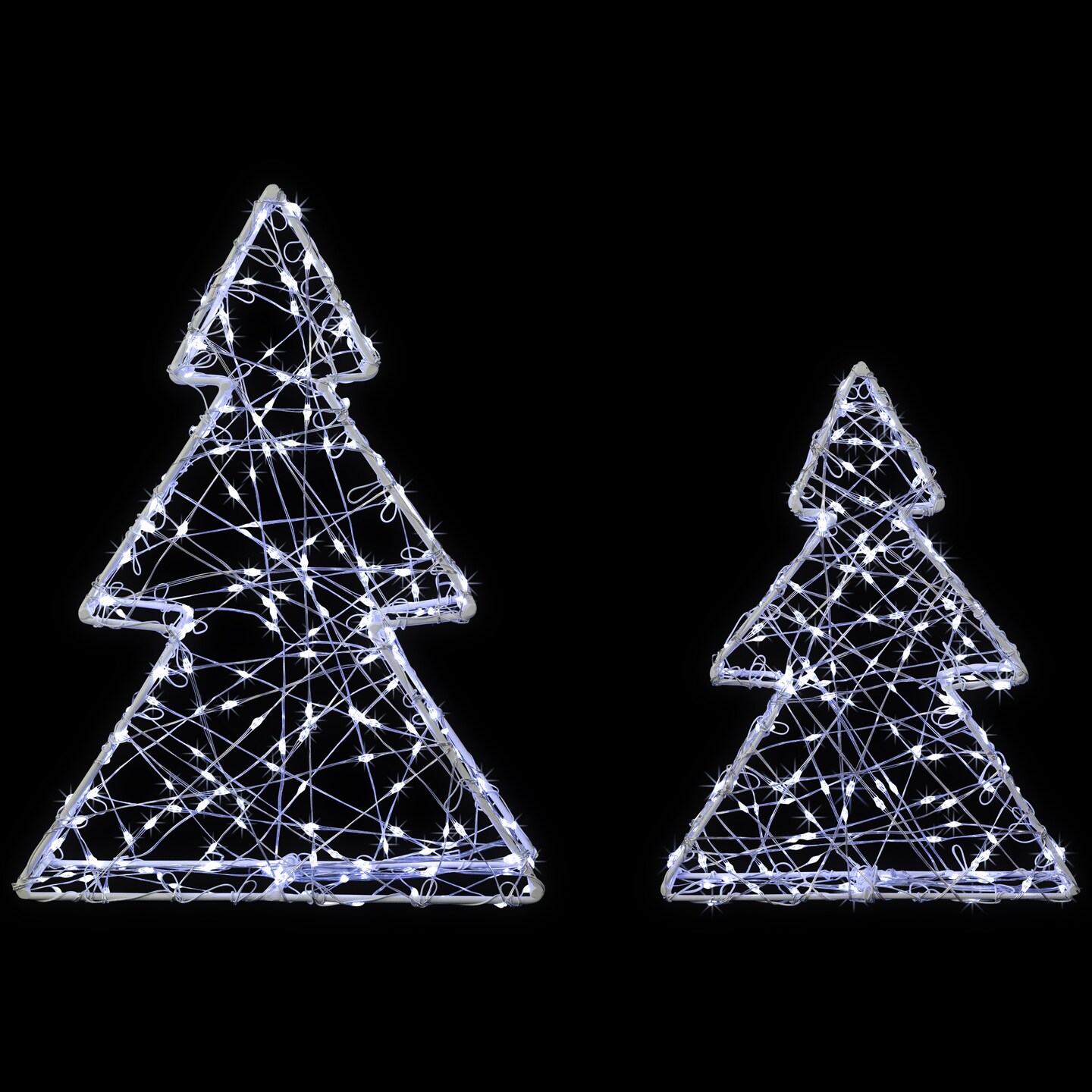 Northlight LED Lighted Wire Christmas Tree Decorations - 14" - White - Set of 2