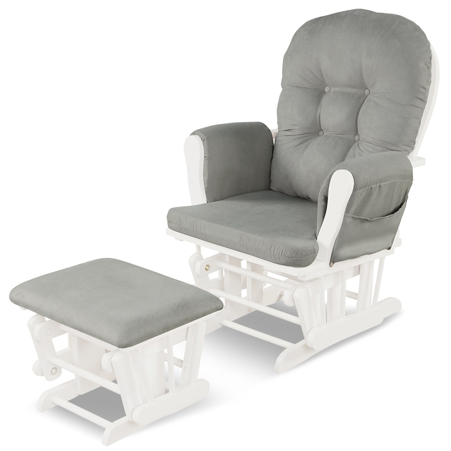 Costway Glider and Ottoman Cushion Set Wood Baby Nursery Rocking Chair Beige/Brown/Dark Grey/Light Grey/Pink/Grey