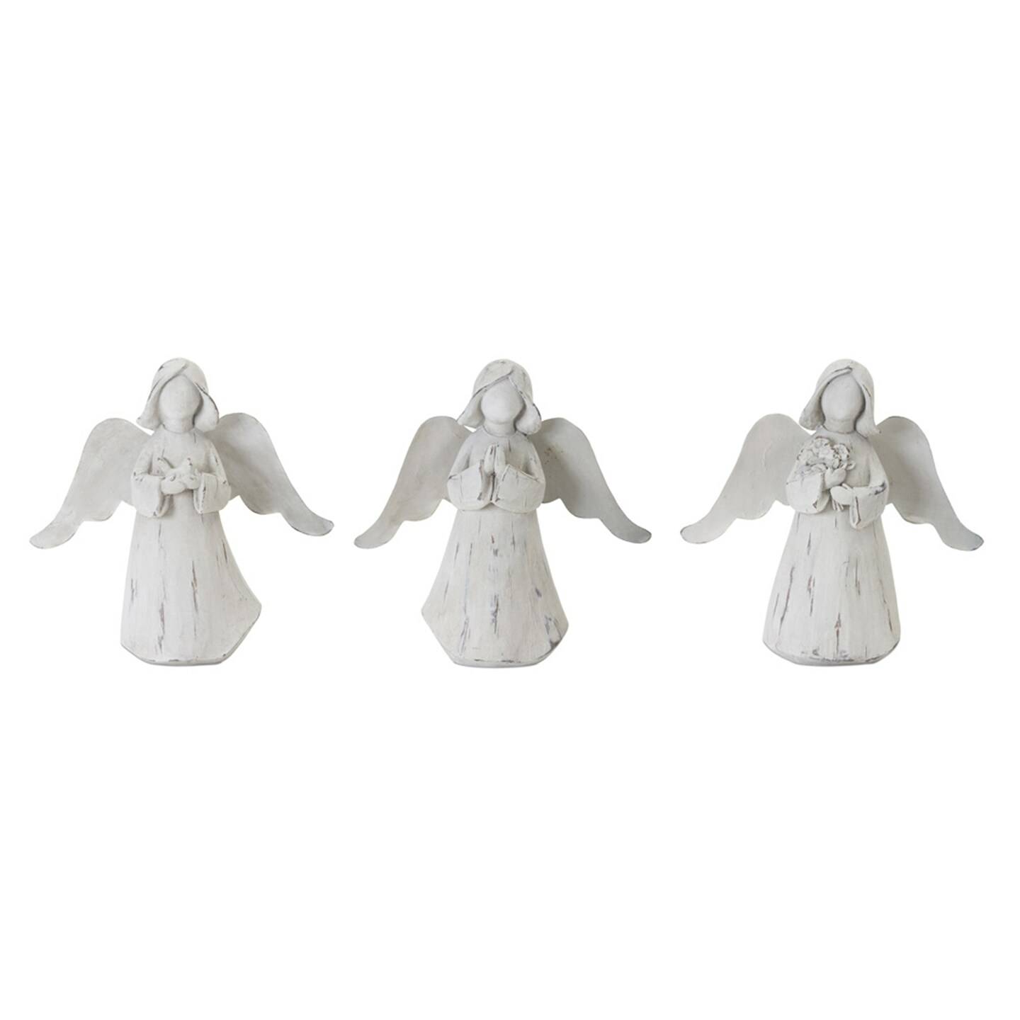 Contemporary Home Living Rustic Angel Figurines - 6.25” - White - Set of 6