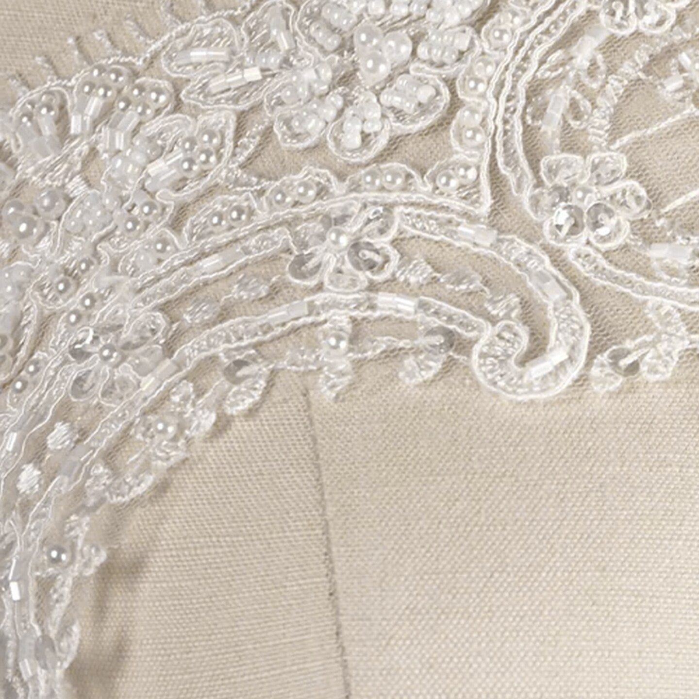 1 Yard white Flowers and Oval Shapes Scalloped Netted Beads and Sequins Bridal Veil Lace Trim