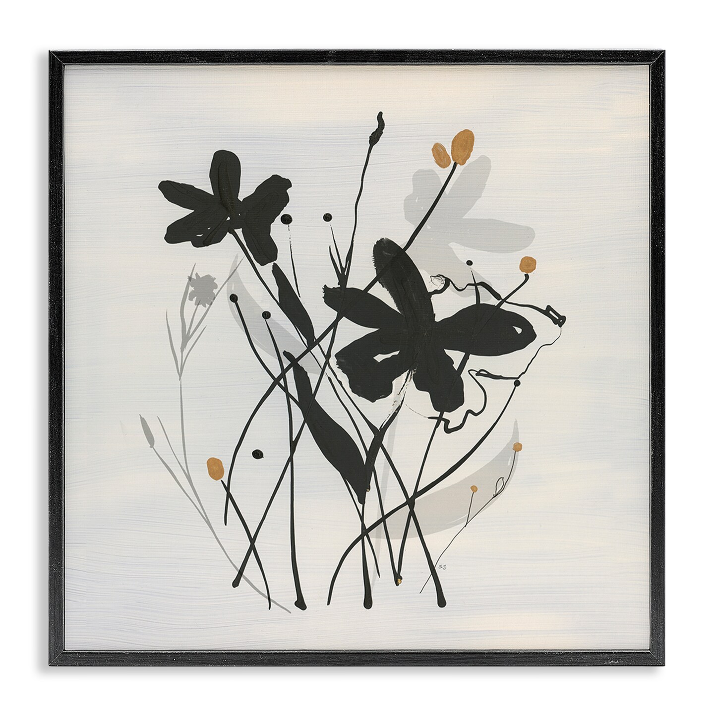 Stupell Industries Abstract Flower Squiggles Framed Giclee Wall Art Design by Susan Jill