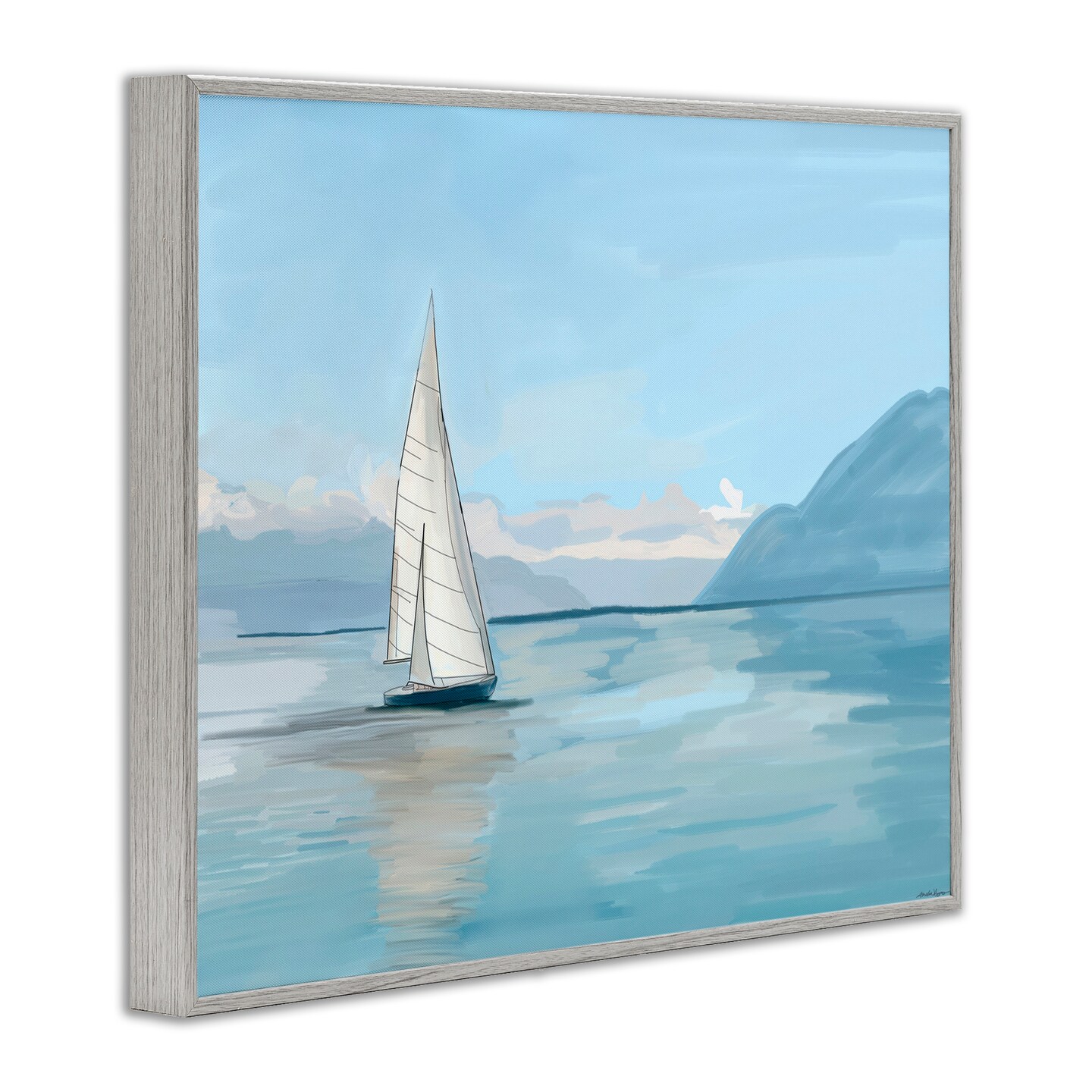 Stupell Industries Peaceful Sailboat on Water Framed Giclee Wall Art Design by Amelia Noyes