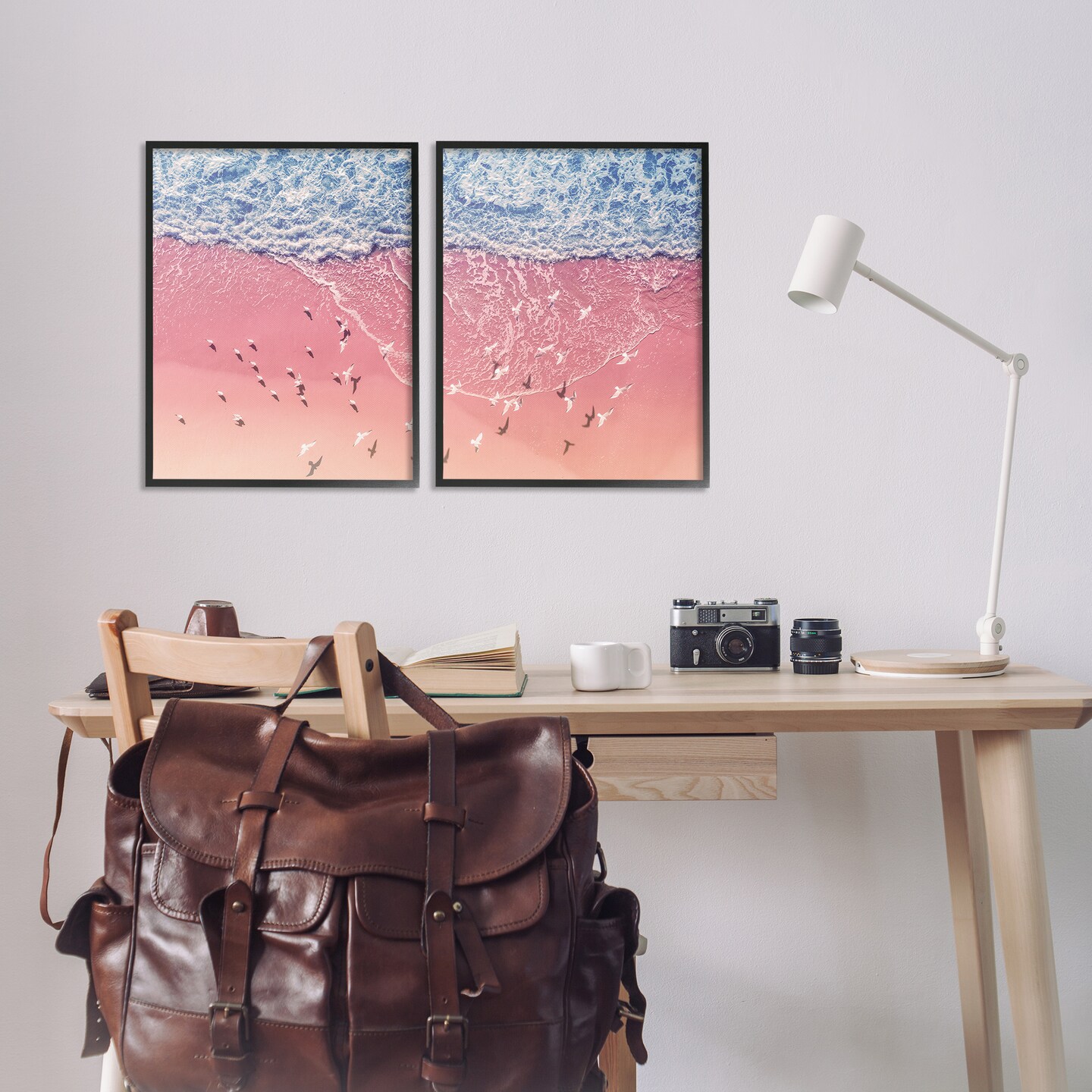Stupell Industries Minimalist Aerial Beach 2 pc Framed Giclee Wall Art Set Design by Nataly White