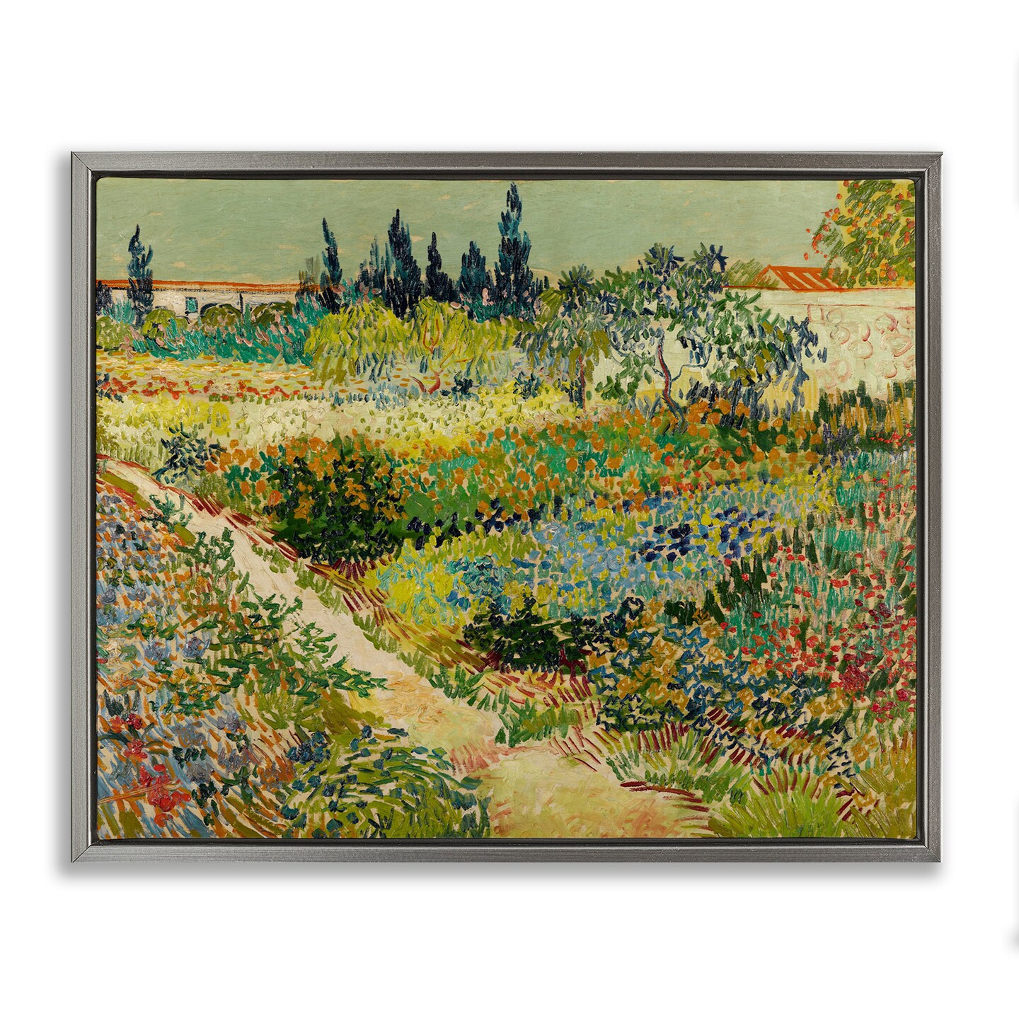 Stupell Industries Van Gogh Garden at Arles Framed Floater Canvas Wall Art Design by one1000paintings
