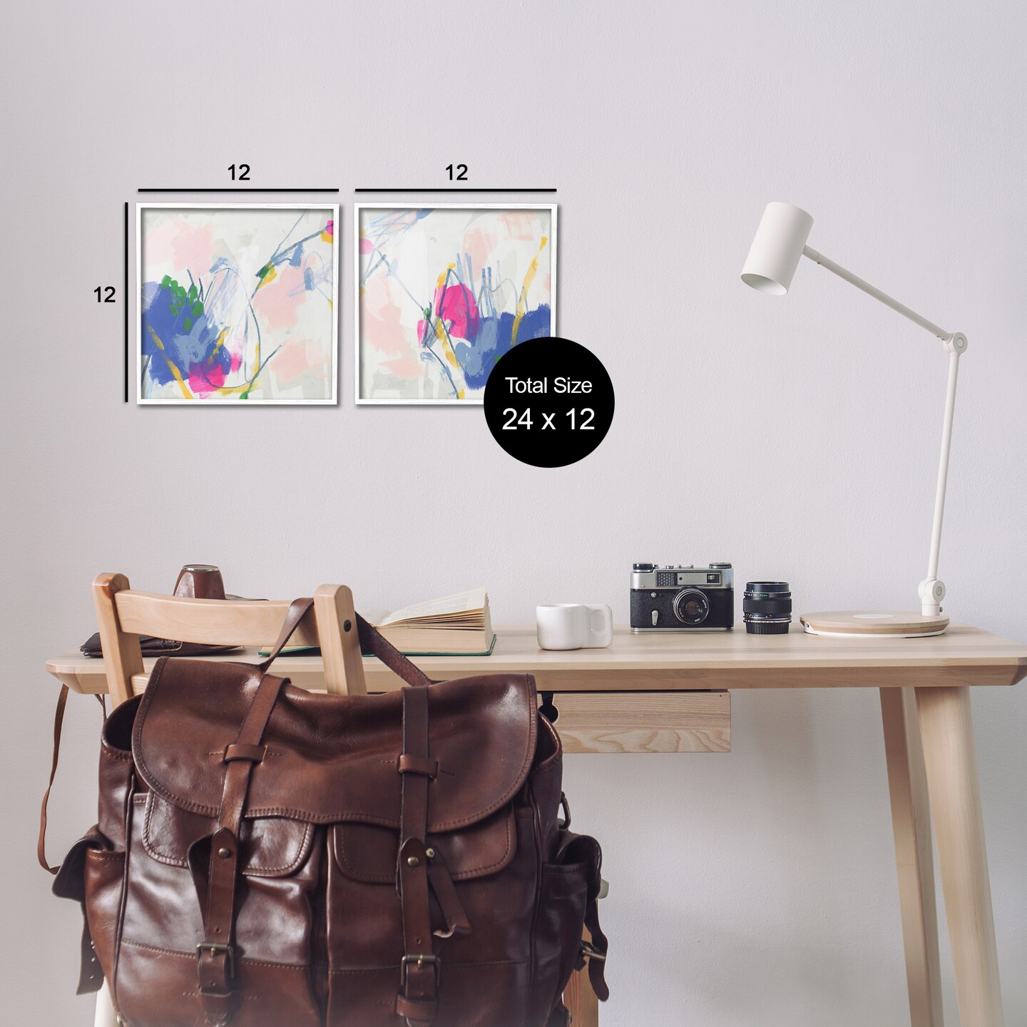 Stupell Industries Pink Blue Pop Abstract 2 pc Framed Giclee Wall Art Set Design by June Erica Vess