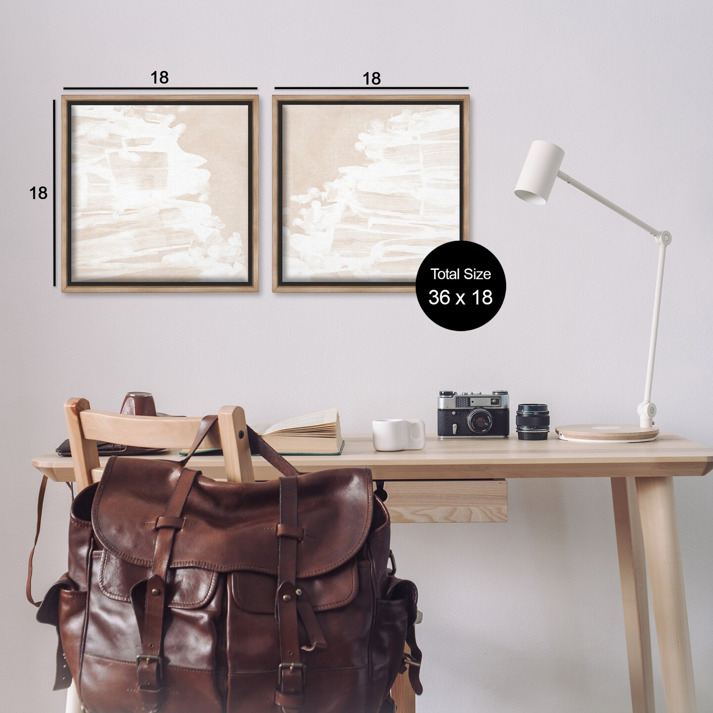 Stupell Industries Abstract Cream Layered Strokes 2 pc Framed Floater Canvas Wall Art Set Design by June Erica Vess