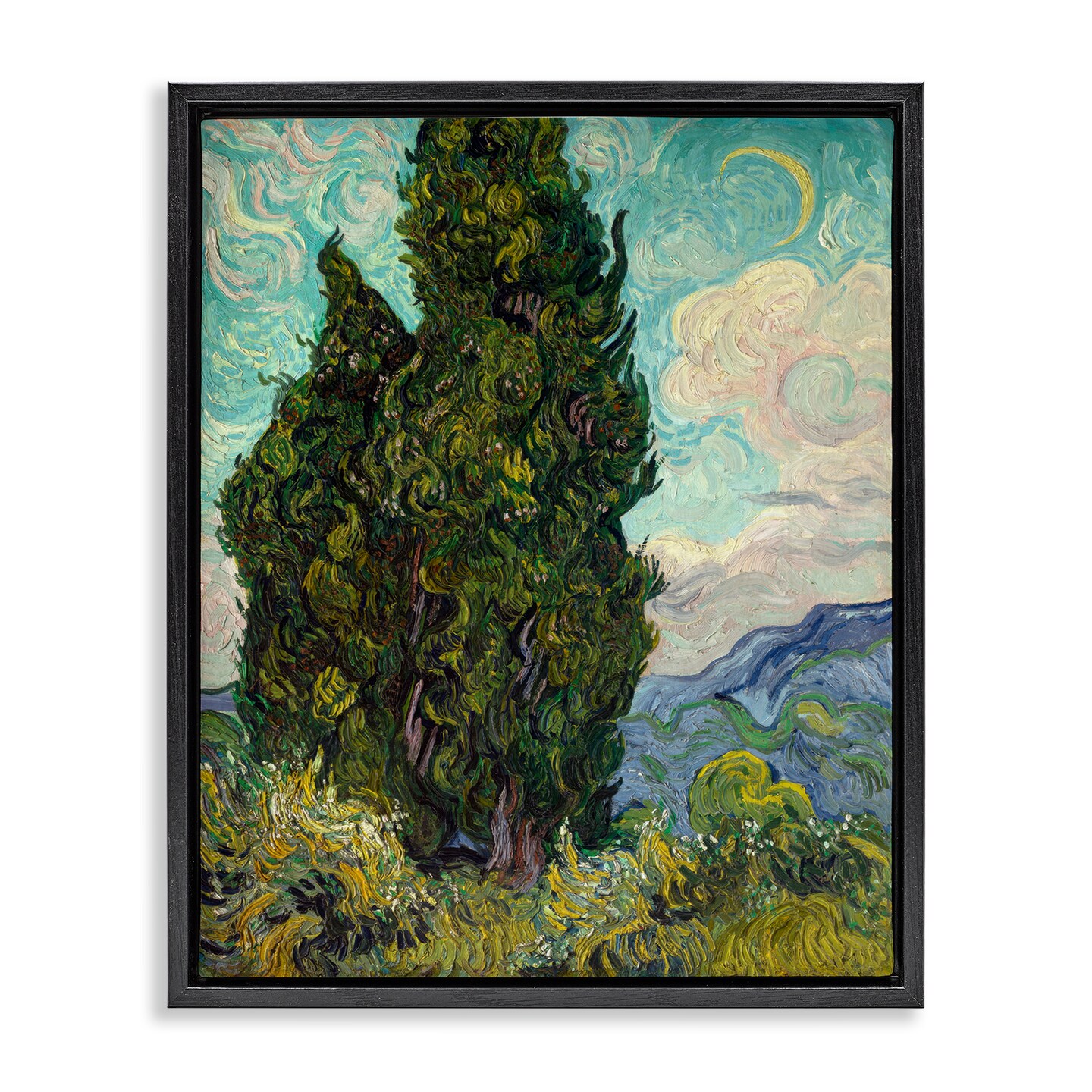 Stupell Industries Van Gogh Cypress Landscape Framed Floater Canvas Wall Art Design by one1000paintings