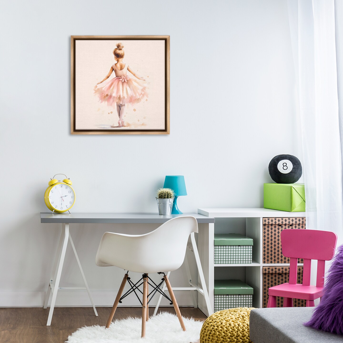 Stupell Industries Stepping Ballerina in Tutu Framed Floater Canvas Wall Art Design by Andrea Haase