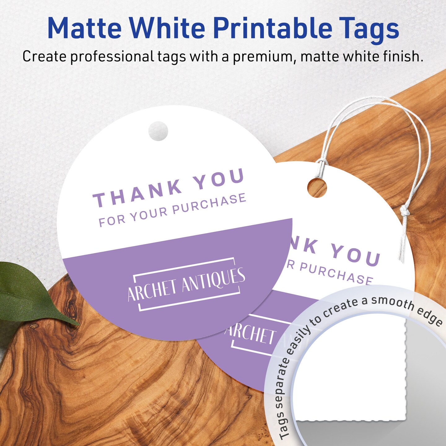 3&#x22; Diameter Round, Matte White Printable Tags