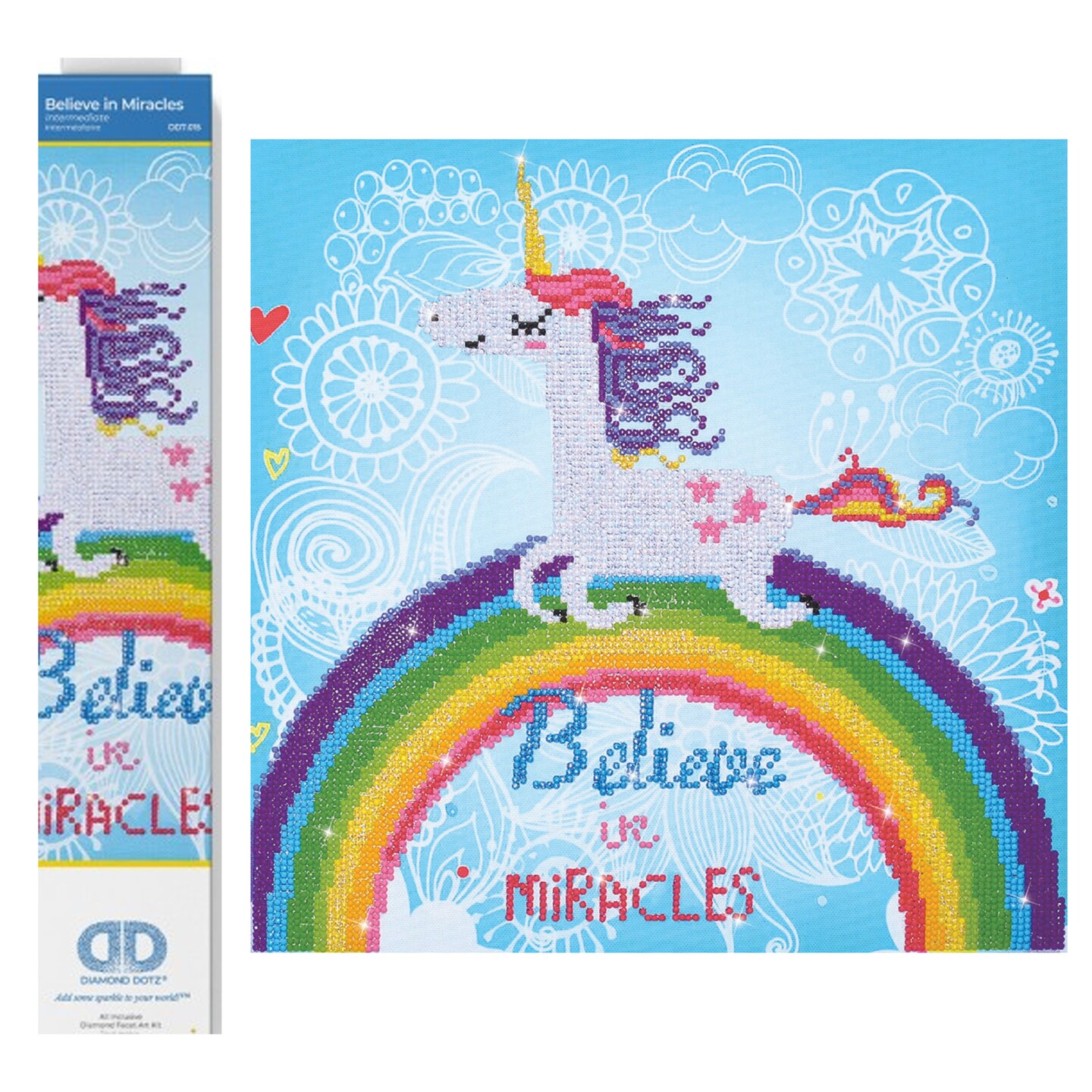 Diamond Dotz Believe in Miracles Unicorn Diamond Painting Kits for Adults - Diamond Art Kits a Relaxing Creative Craft Kit with Dotz Gems 13.8x13.8