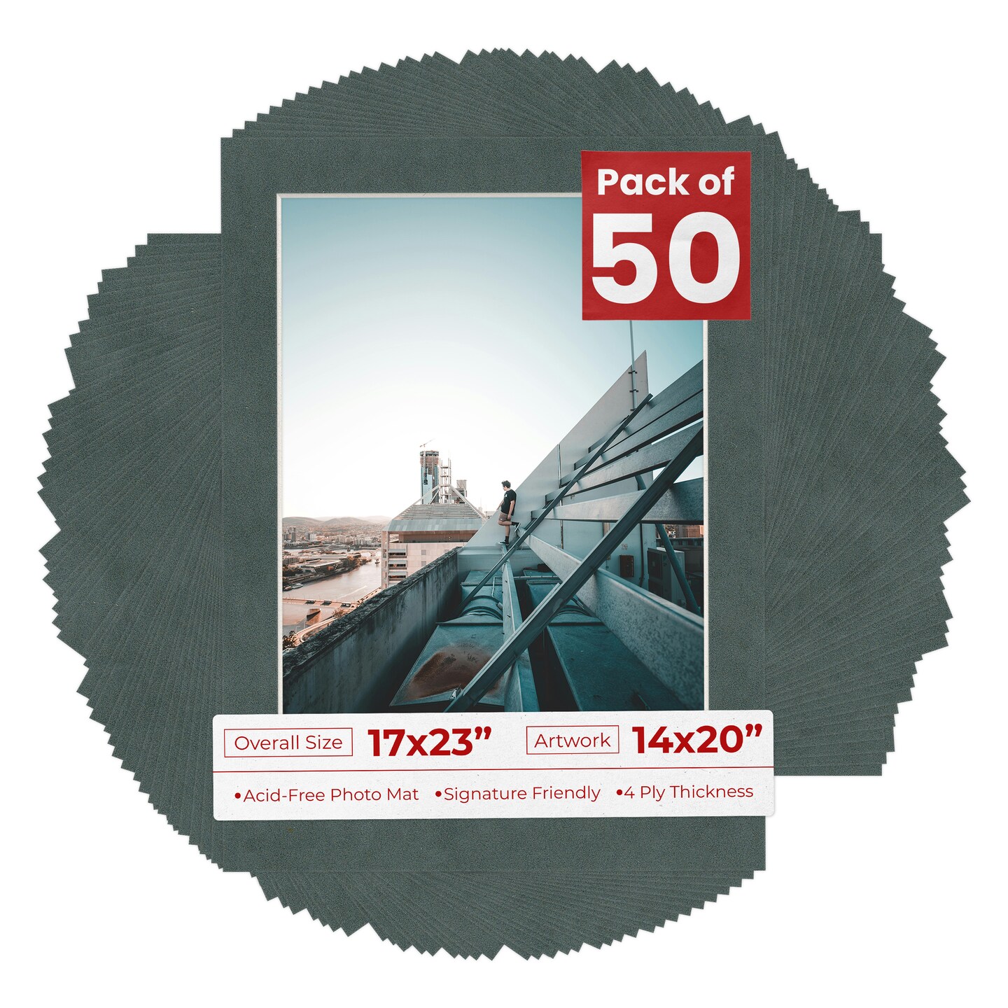 Dark Grey Suede Mat Board for 17x23 Frames - Fits 14x20 Photos