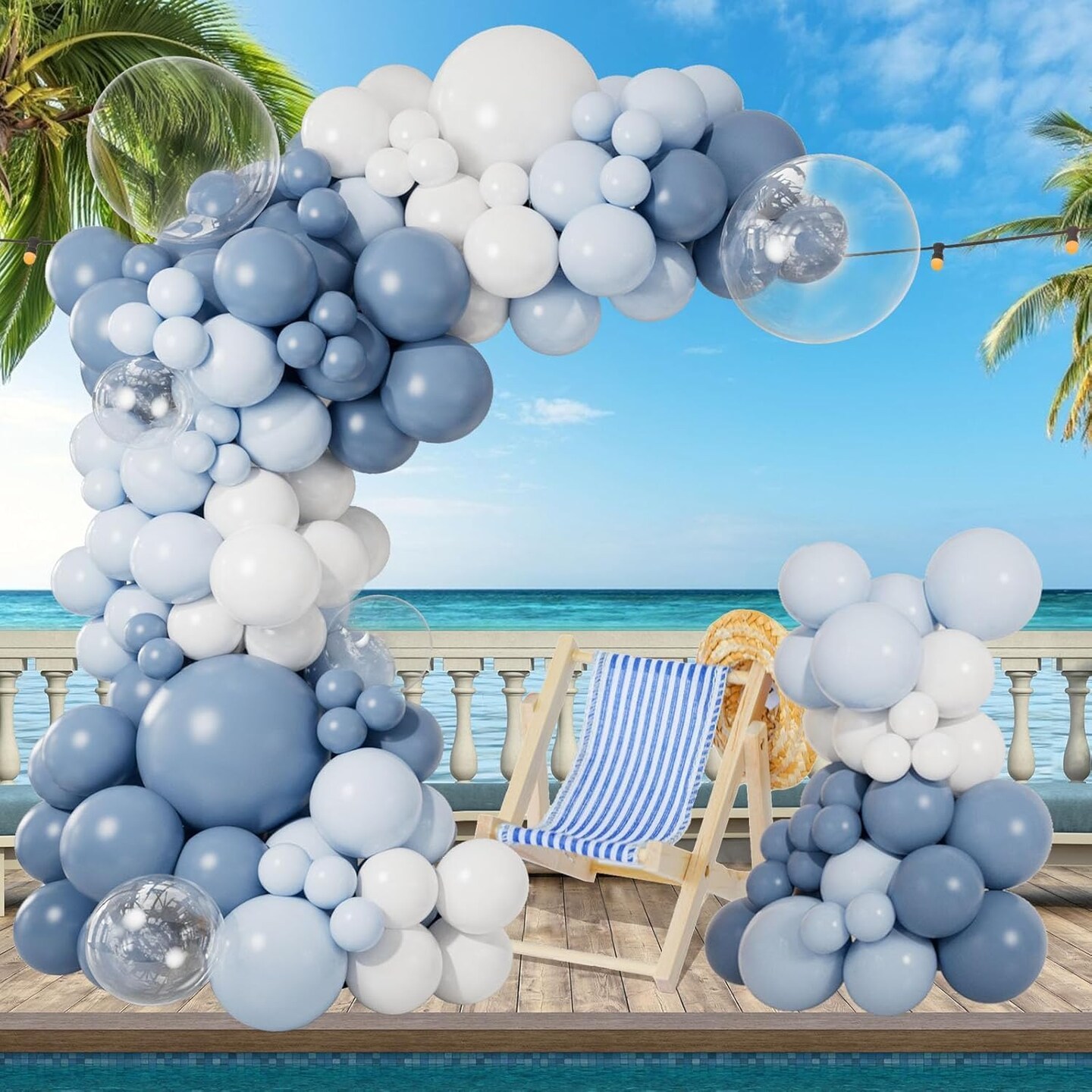 Dusty Blue Balloon Garland Arch Kit 140PCS Light Blue White Clear Balloons in 18 12 10 5 Inch for Baby Shower Gender Reveal