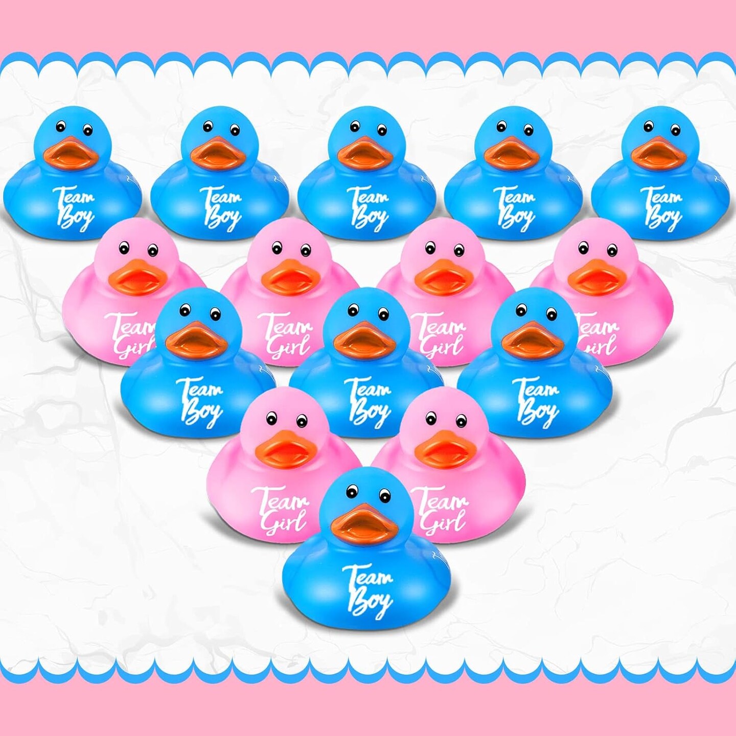 24 Pieces Pink Blue Gender Reveal Rubber Ducks in Bulk Mini Ducky Bath Toys Team Girl Team Boy Small Ducks for Baby Shower Gender Reveal Party Favor Decorations