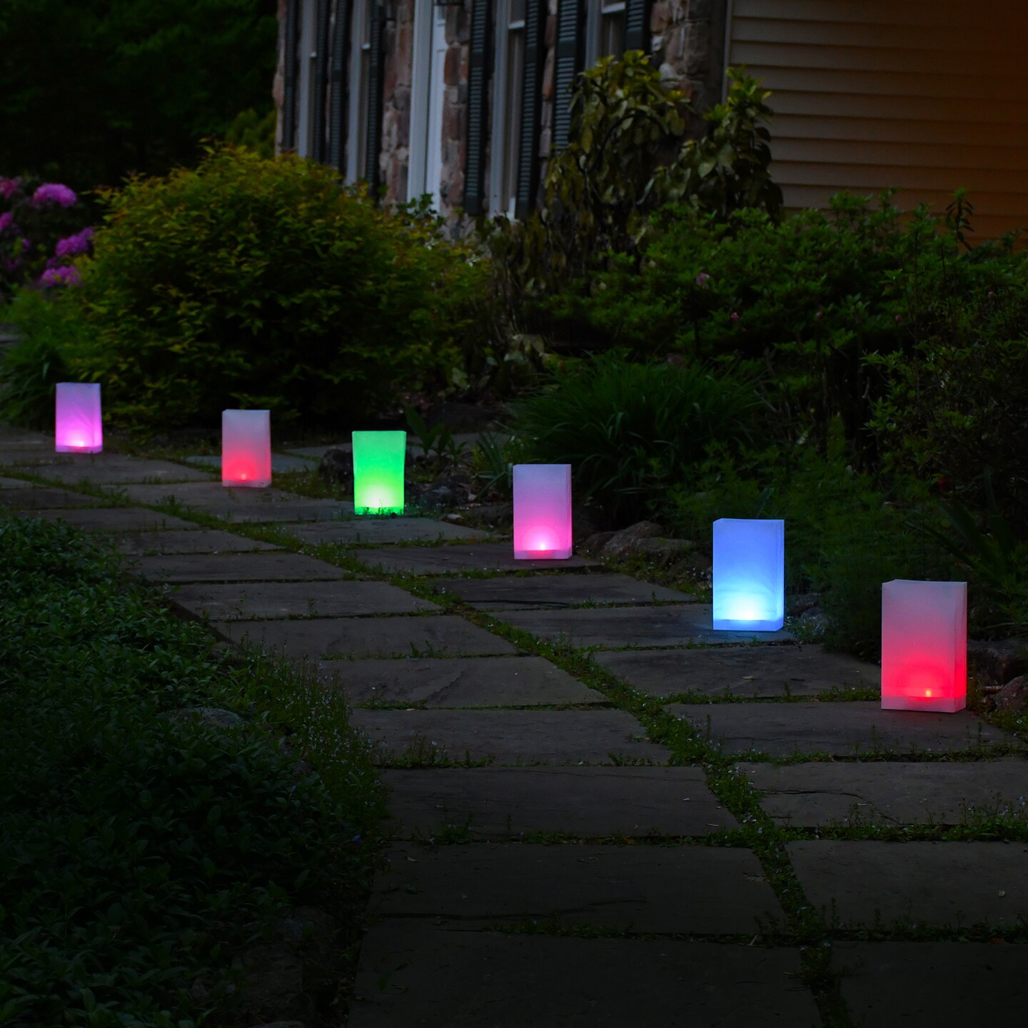 Mod Lighting and Decor LED Lighted Luminaria Pathway Markers - 10&#x22; - Color-Changing Lights - Set of 6