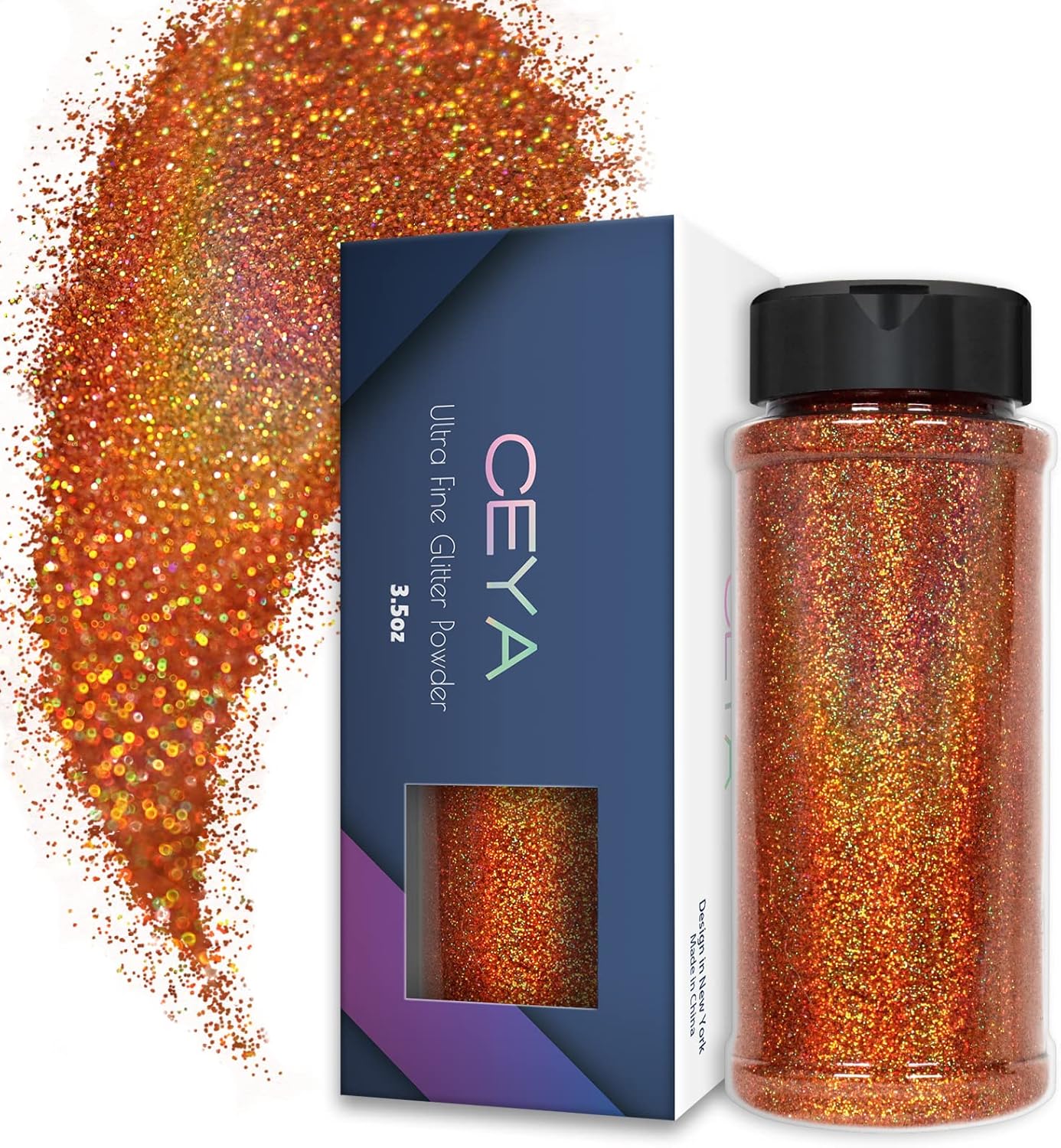 3.8oz/ 110g Holographic Ultra Fine Glitter Powder (D-Laser Orange)