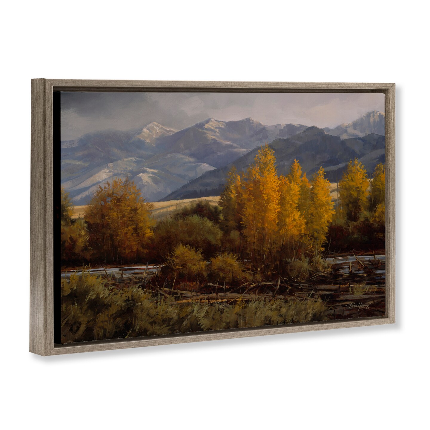 Stupell Industries Morning In Montana Mountains Floating Frame By Paco Young