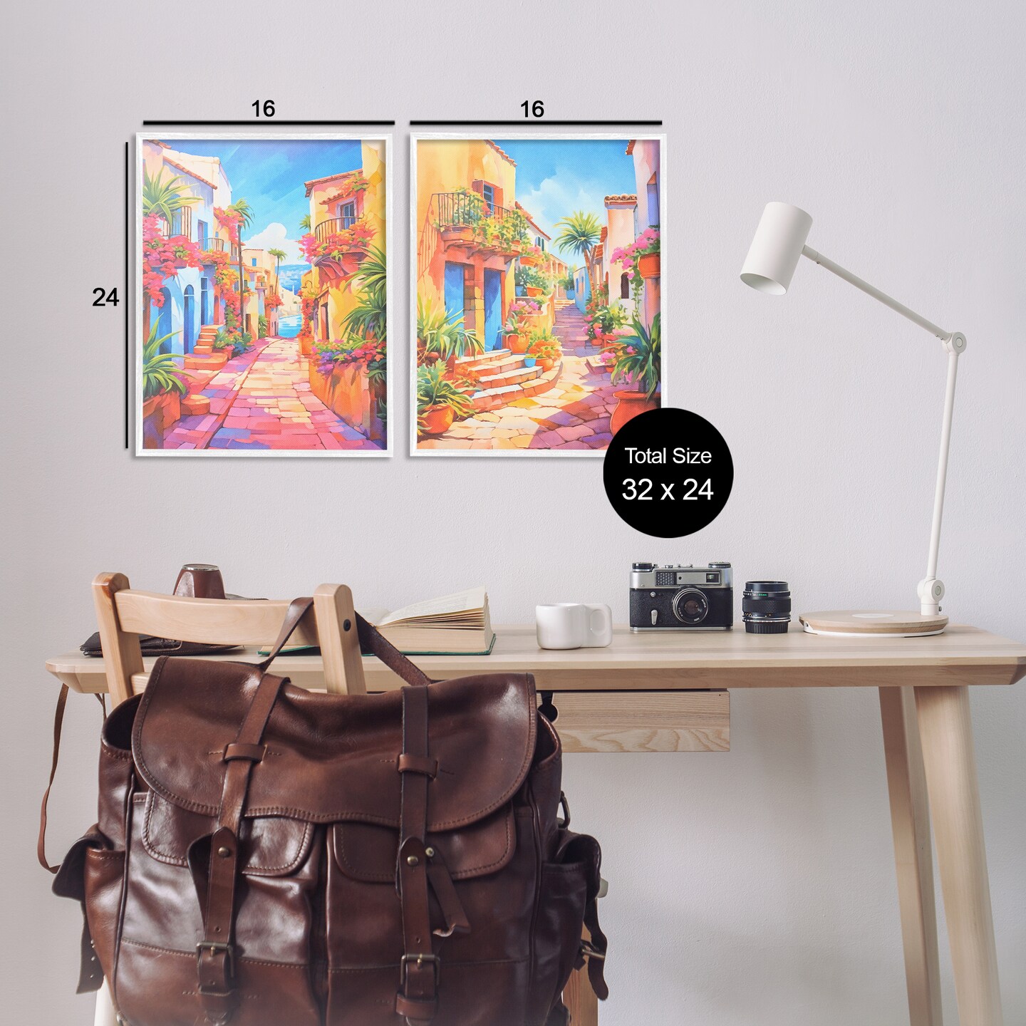 Stupell Industries Quaint Mediterranean Village 2 pc Framed Giclee Wall Art Set Design by Andrea Haase