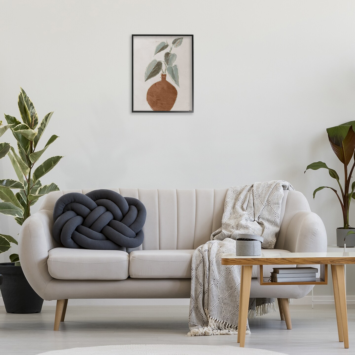 Stupell Industries Natural Tan Greenery Framed Giclee Wall Art Design by Lorenzo Collective