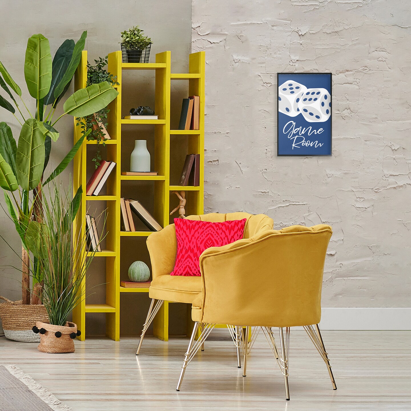 Stupell Industries Game Room with Dice Framed Giclee Wall Art Design by Martina Pavlova