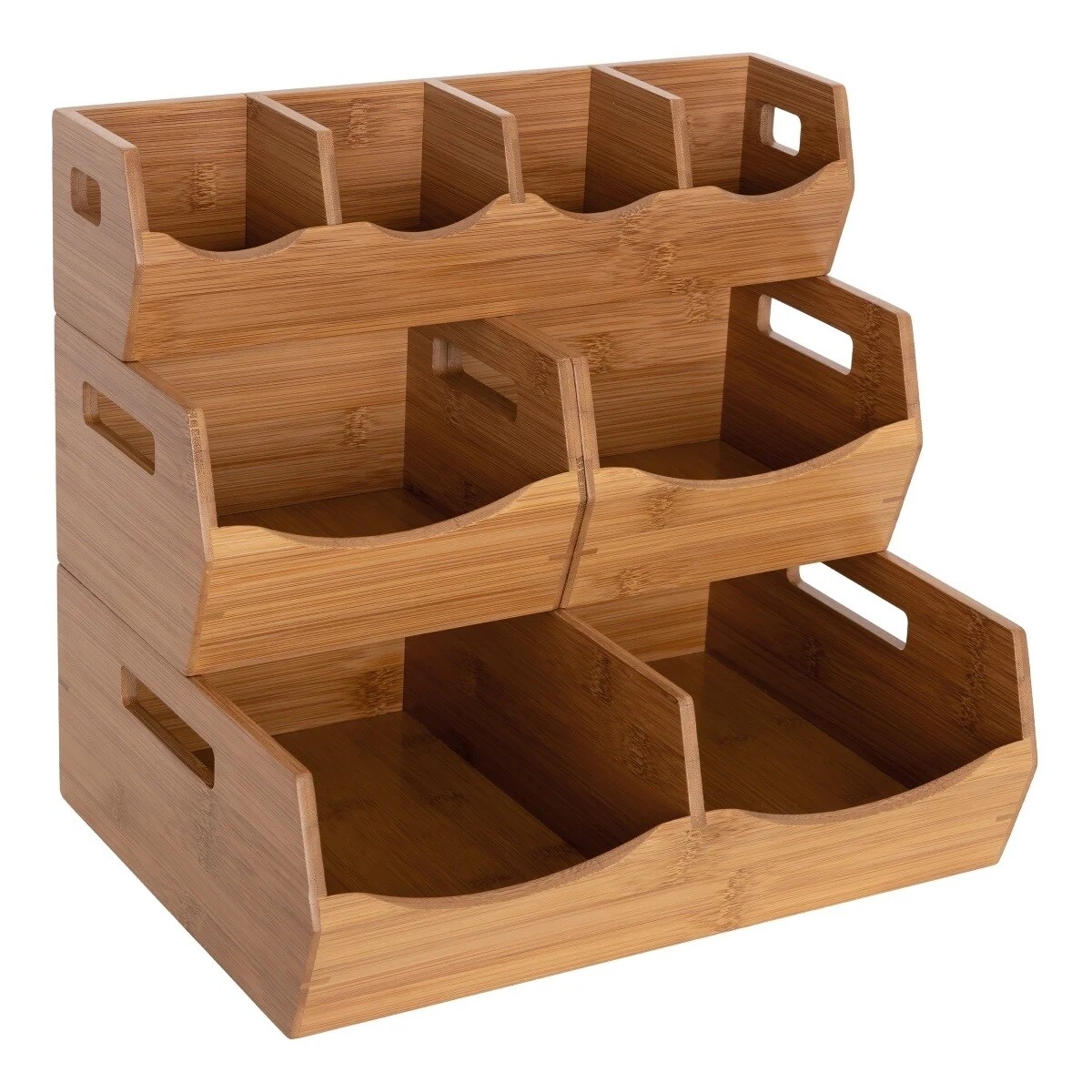 Seville Bamboo Stackable Bin Organizer 4 Piece