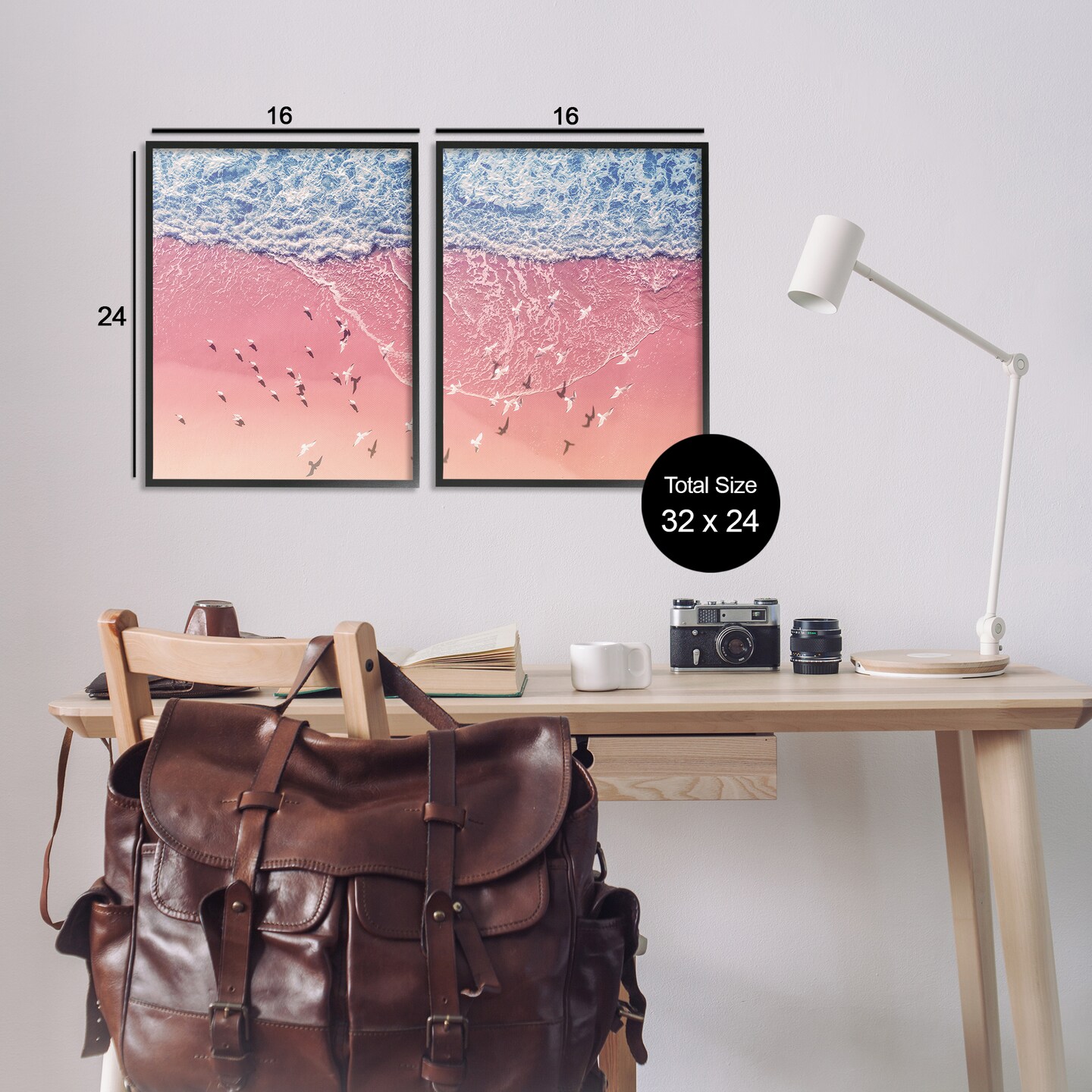 Stupell Industries Minimalist Aerial Beach 2 pc Framed Giclee Wall Art Set Design by Nataly White