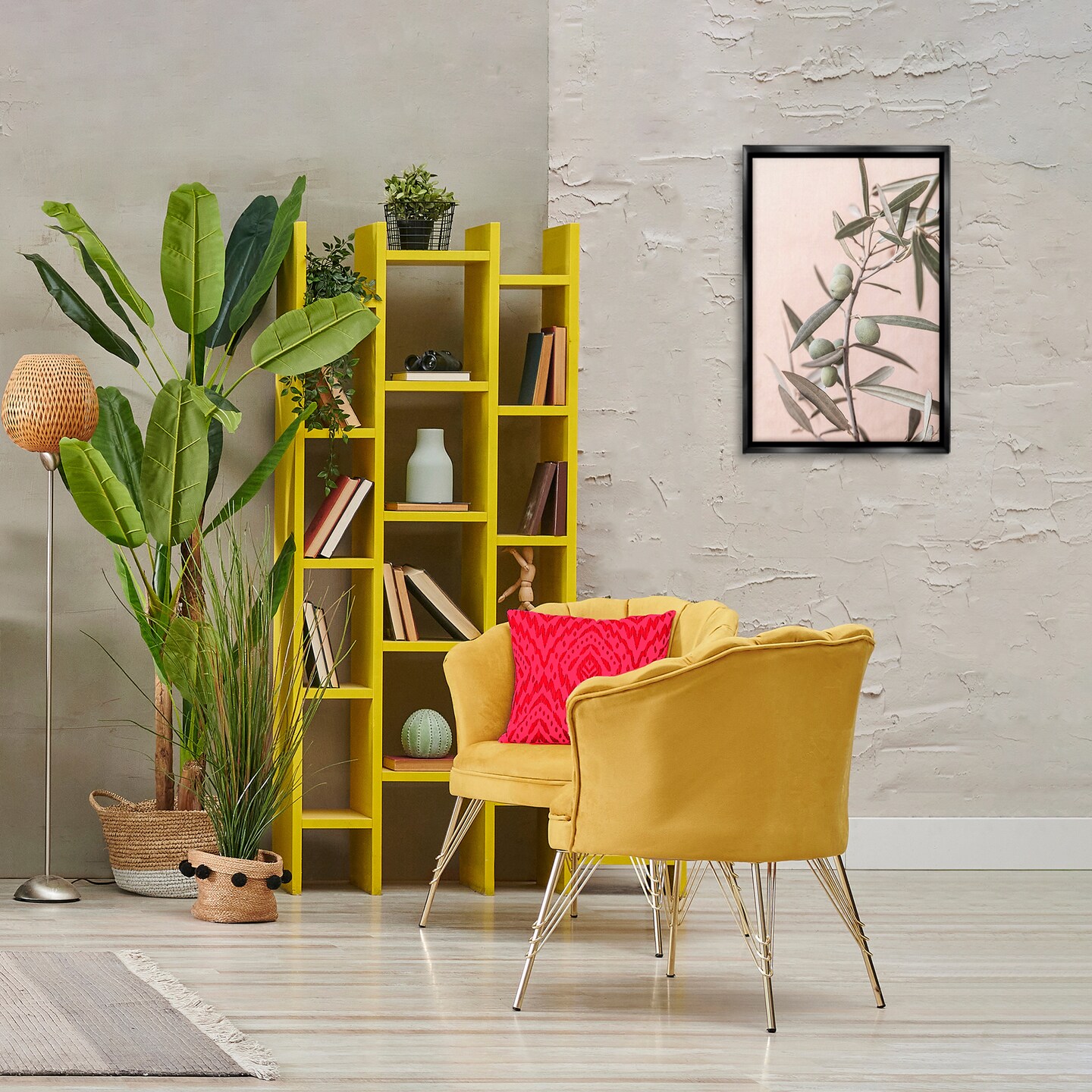 Stupell Industries Spanish Olive Branch Framed Floater Canvas Wall Art Design by Sisi and Seb