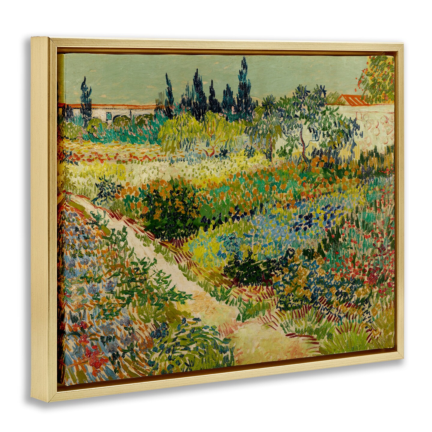 Stupell Industries Van Gogh Garden at Arles Framed Floater Canvas Wall Art Design by one1000paintings