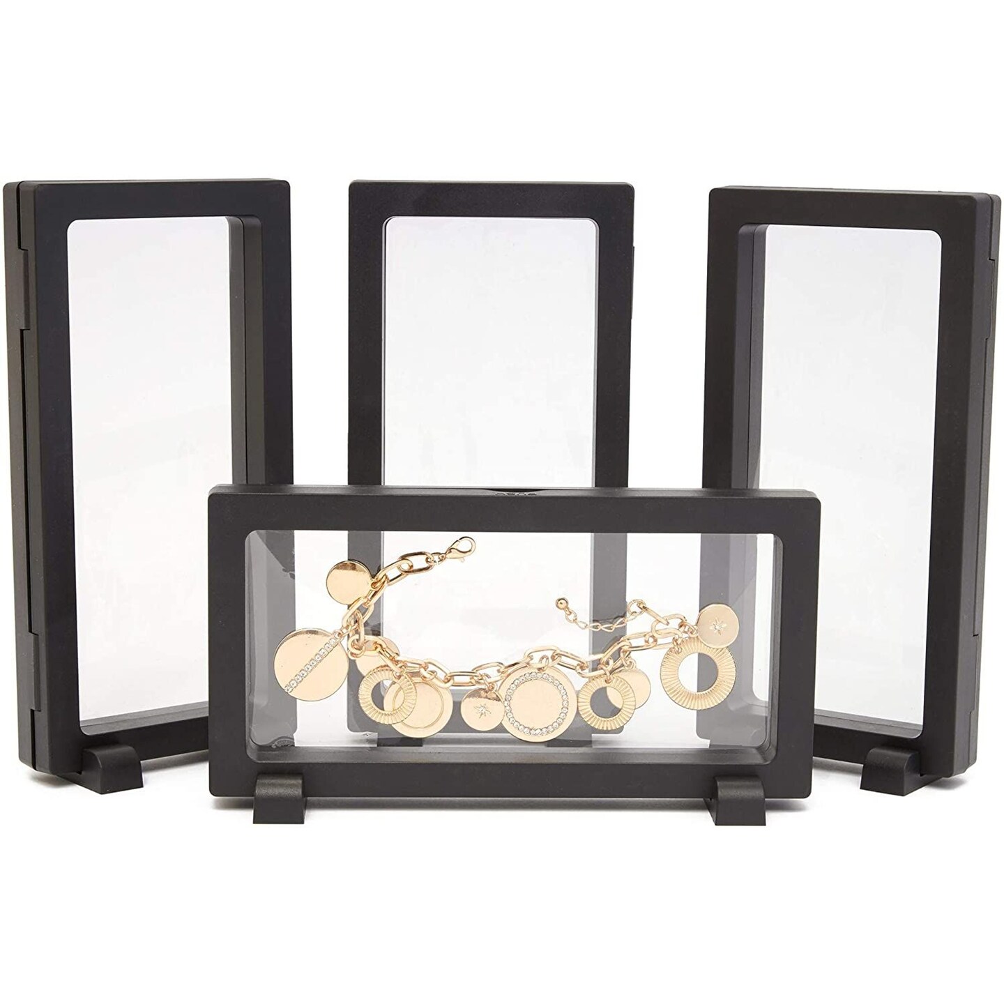 Juvale Floating Display Case for Medallions, Coins (4 Pack), Black