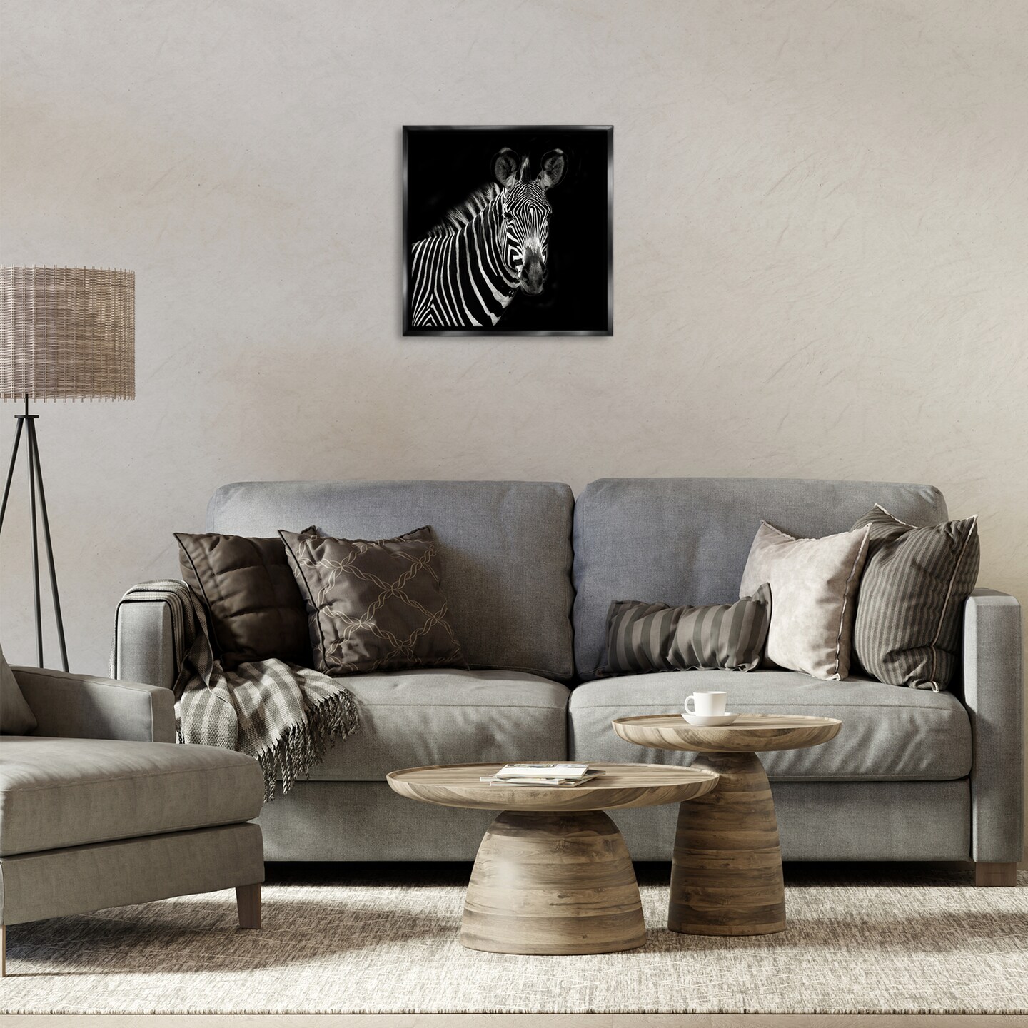 Stupell Industries Jungle Zebra Portrait Framed Floater Canvas Wall Art Design by Susan Bryant