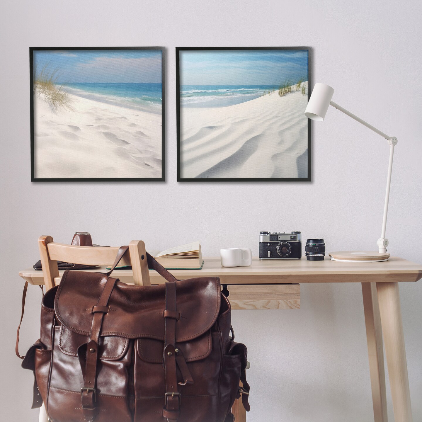 Stupell Industries Serene Beach Sand Dune 2 pc Framed Giclee Wall Art Set Design by Lazar Studio