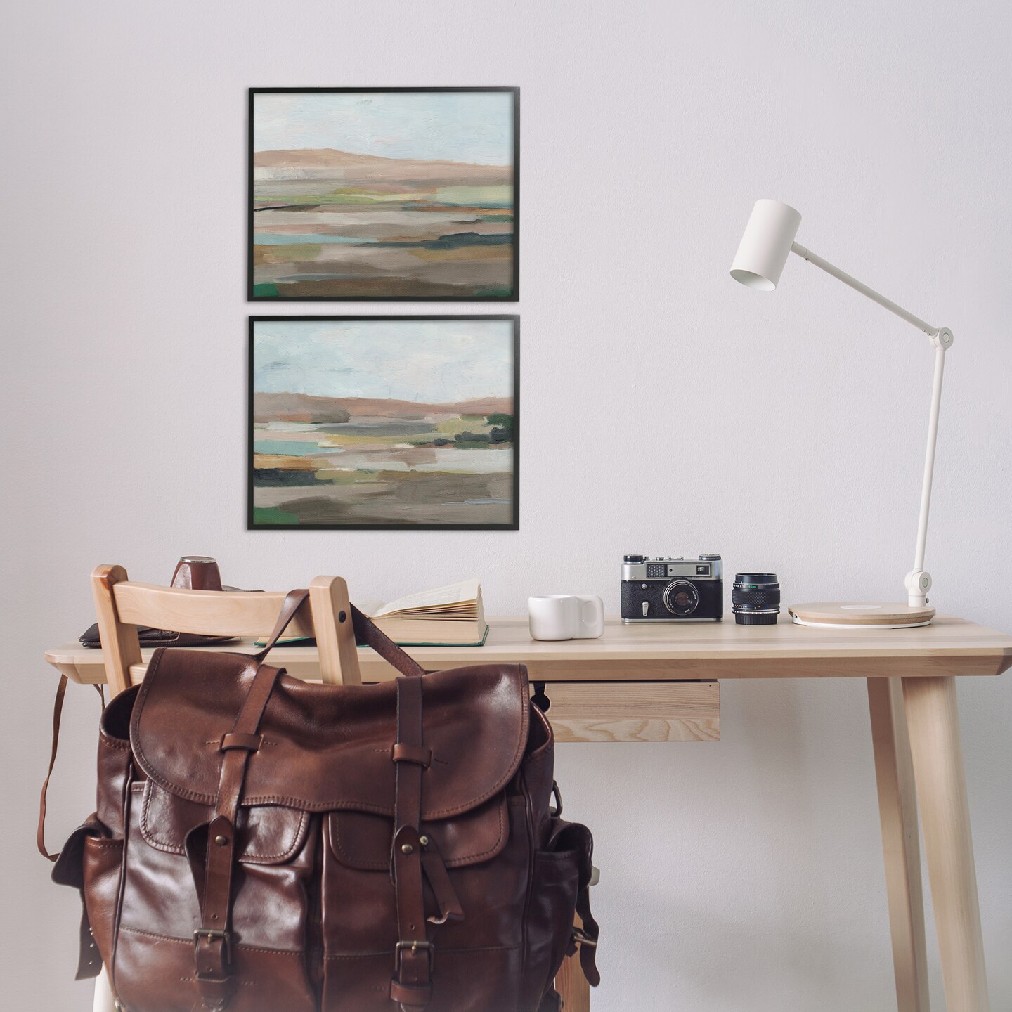 Stupell Industries Neutral Abstract Landscape 2 pc Framed Giclee Wall Art Set Design by Ethan Harper