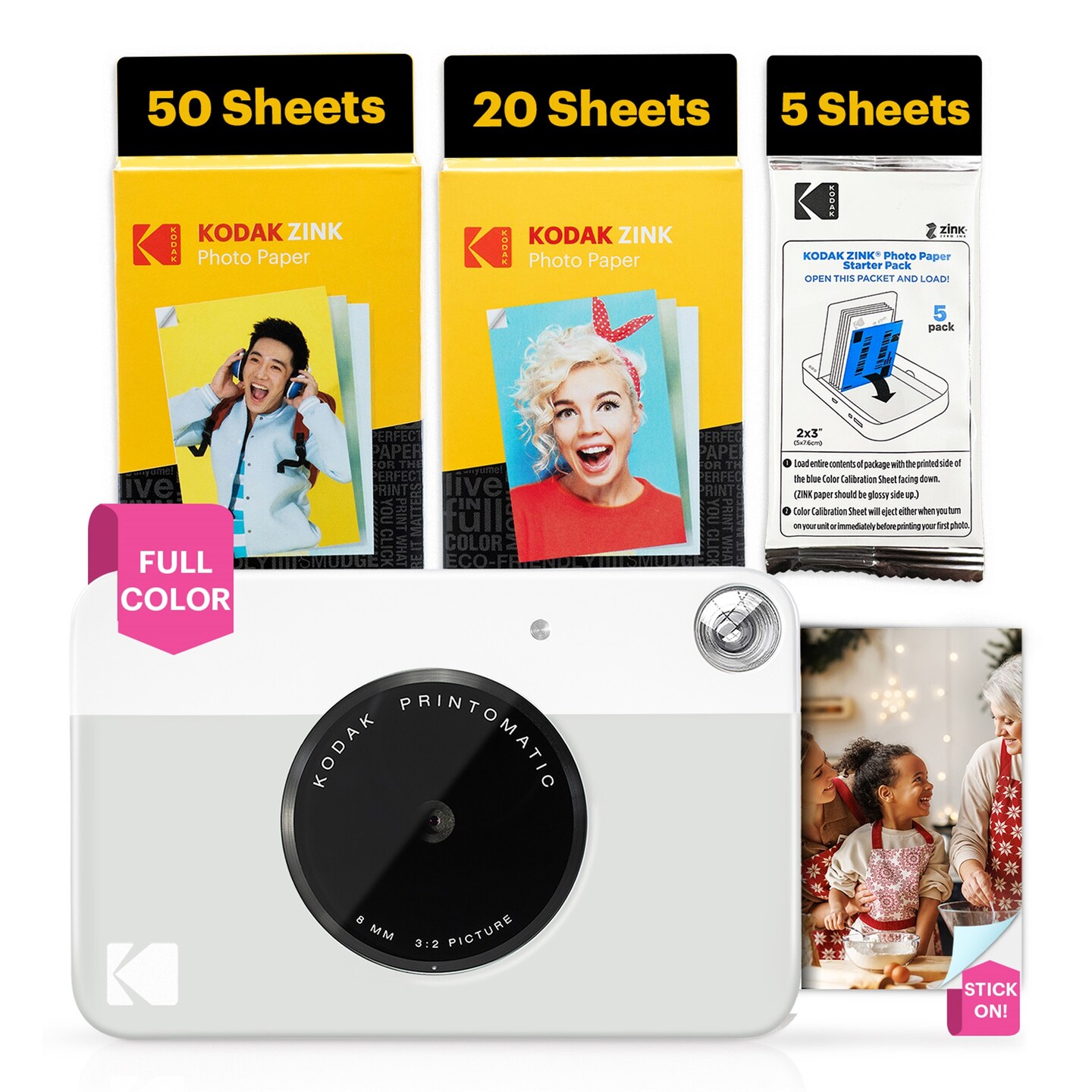 Kodak Printomatic 5MP Instant Print Camera & Zink Photo Paper (75 Sheets) Bundle