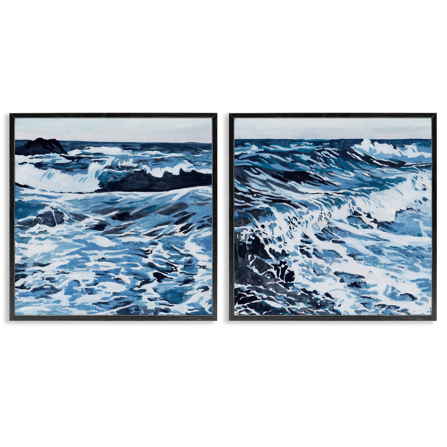 Stupell Industries Breaking Ocean Waves 2 pc Framed Giclee Wall Art Set Design by Melissa Wang