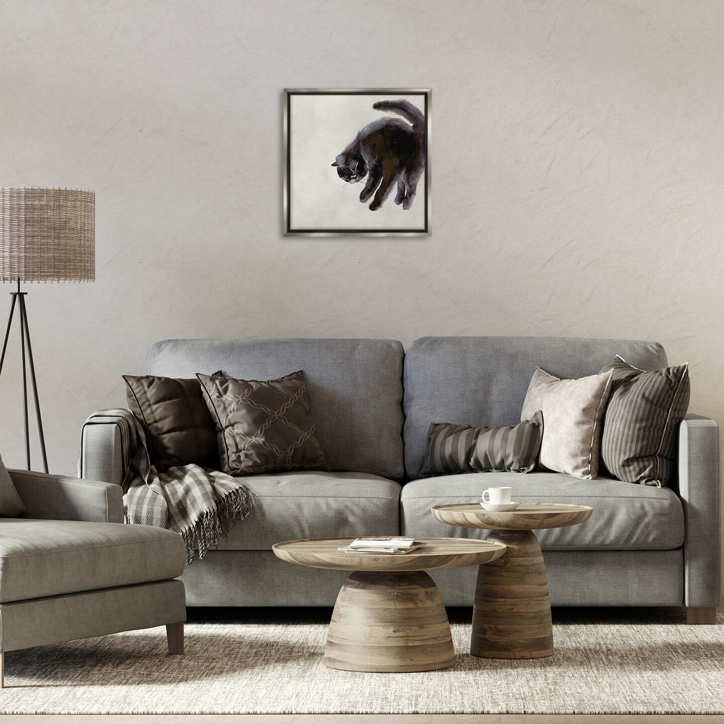 Stupell Industries Simple Cat Watercolor Framed Floater Canvas Wall Art Design by Melissa Wang