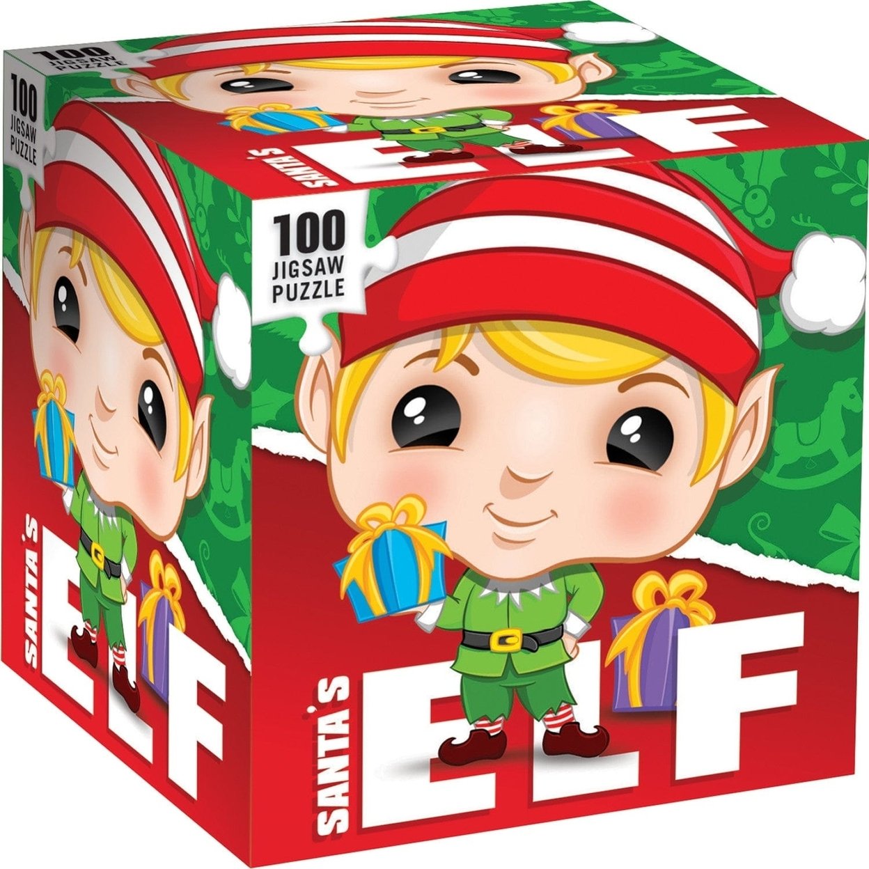 Elf 100 Piece Jigsaw Puzzle Holiday Chibi Design For Ages 6 And Up Portable Cube