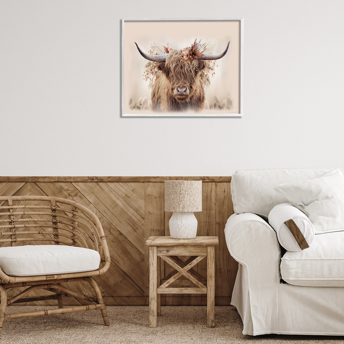 Stupell Industries Peachy Pastel Cattle Framed Giclee Wall Art Design by Reinders