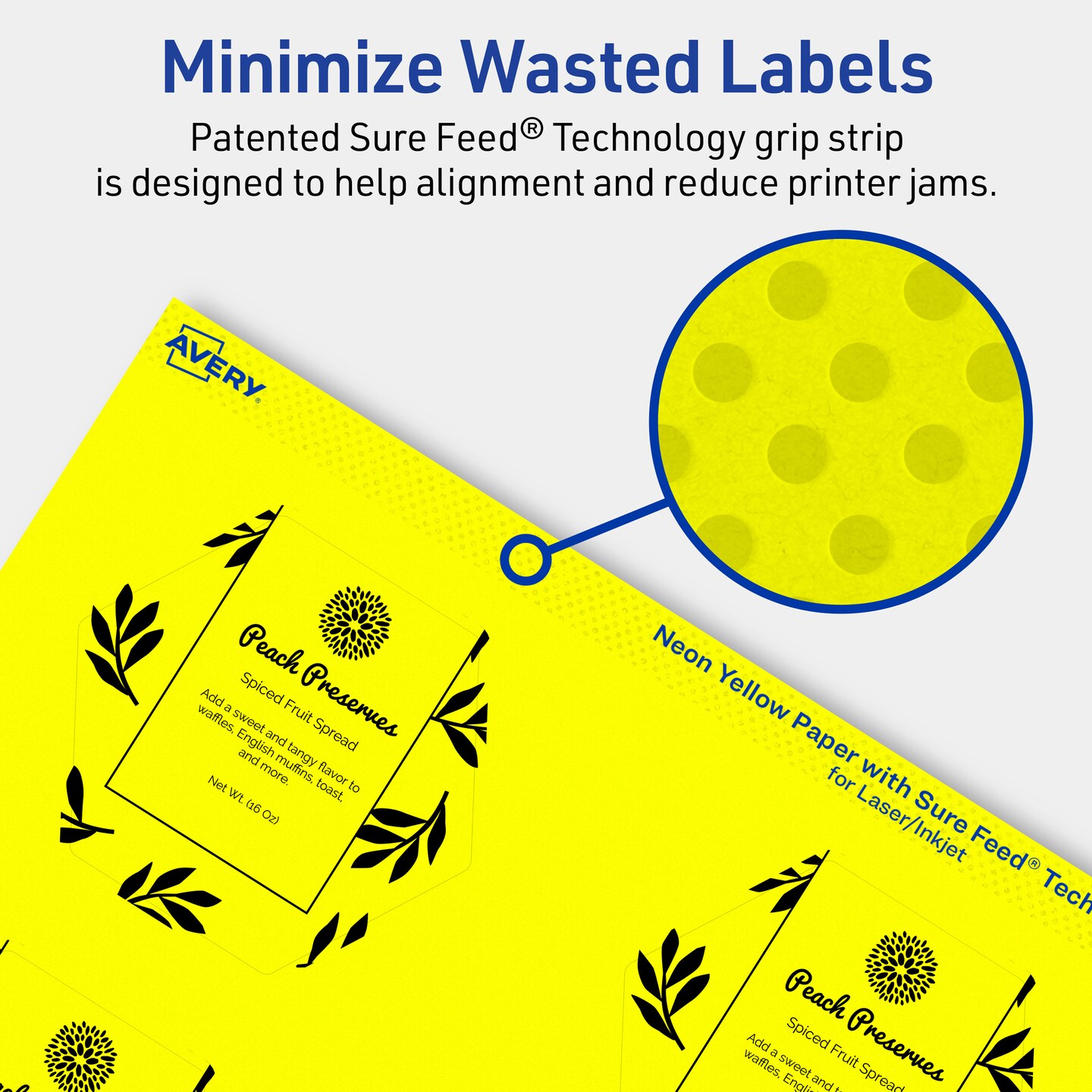 Avery Neon Yellow Paper Labels, 2-1/2&#x22; x 2-57/64&#x22; Hexagon