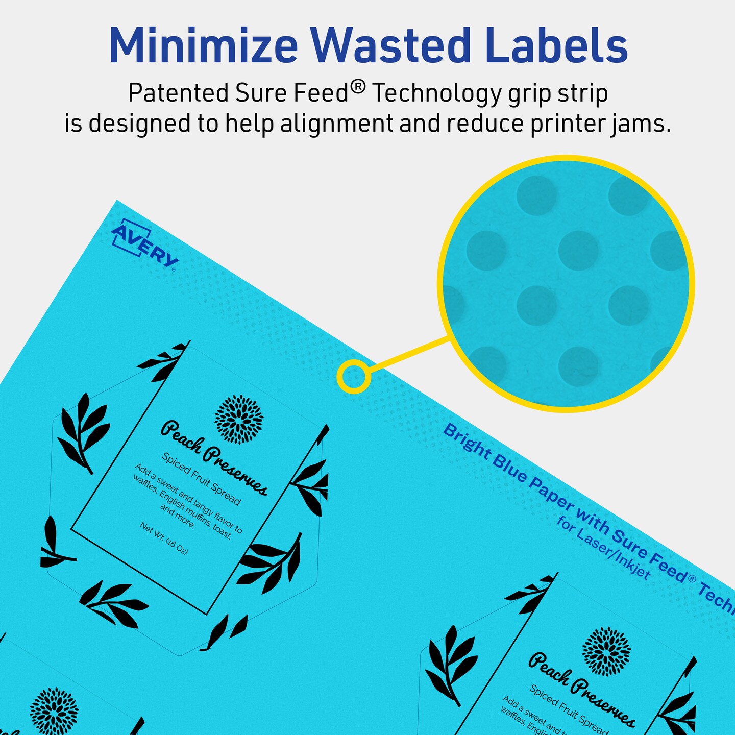 Avery Bright Blue Paper Labels, 2-1/2&#x22; x 2-57/64&#x22; Hexagon