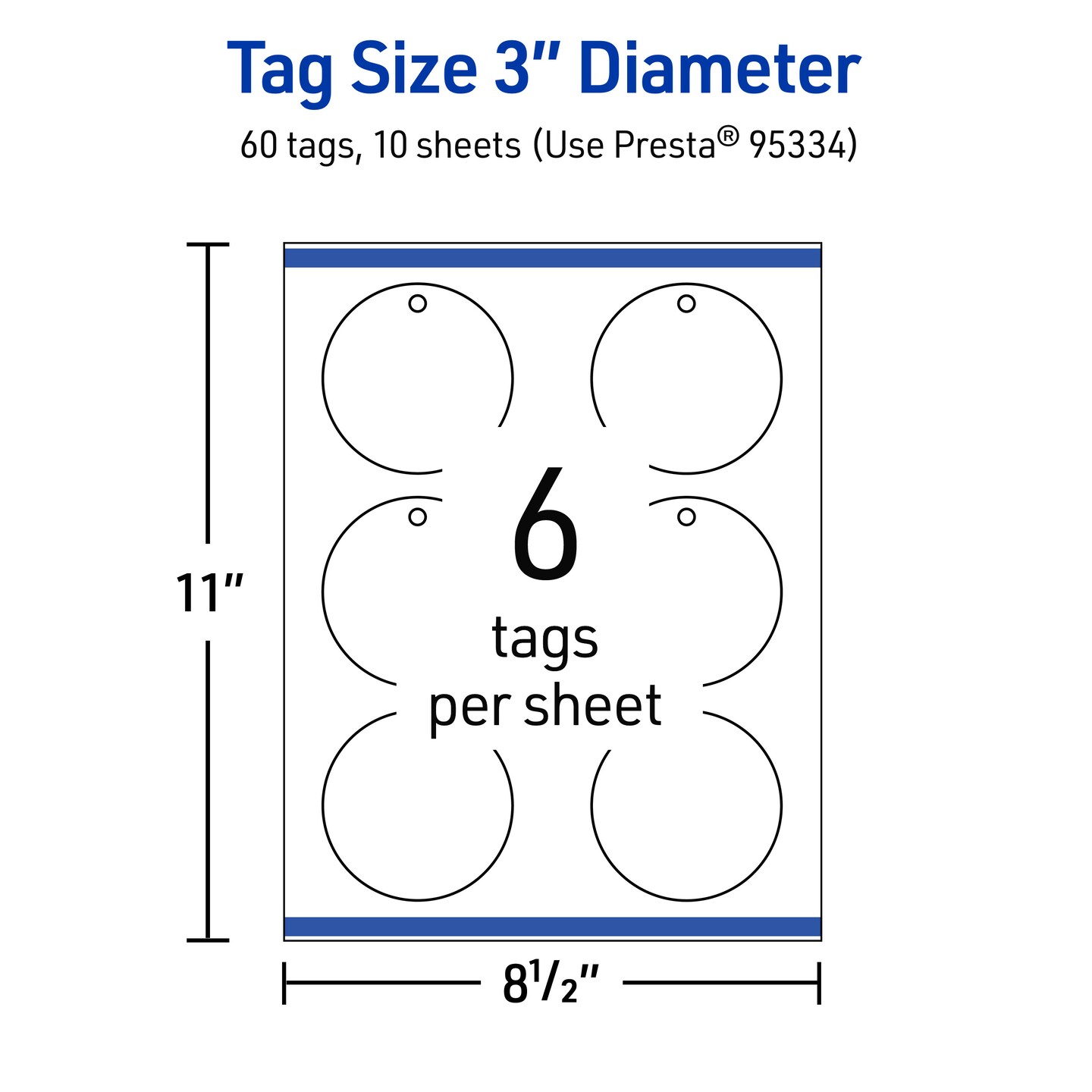 3&#x22; Diameter Round, Matte White Printable Tags