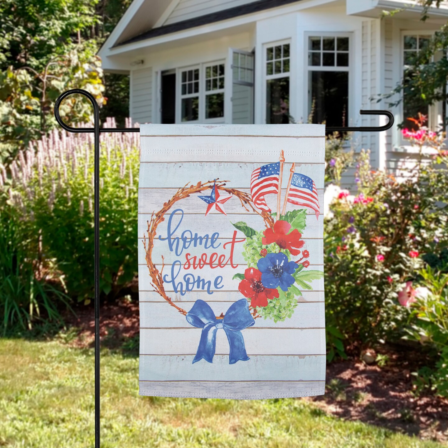 Northlight Home Sweet Home Wreath Patriotic Outdoor Garden Flag - 18" x 12.5"
