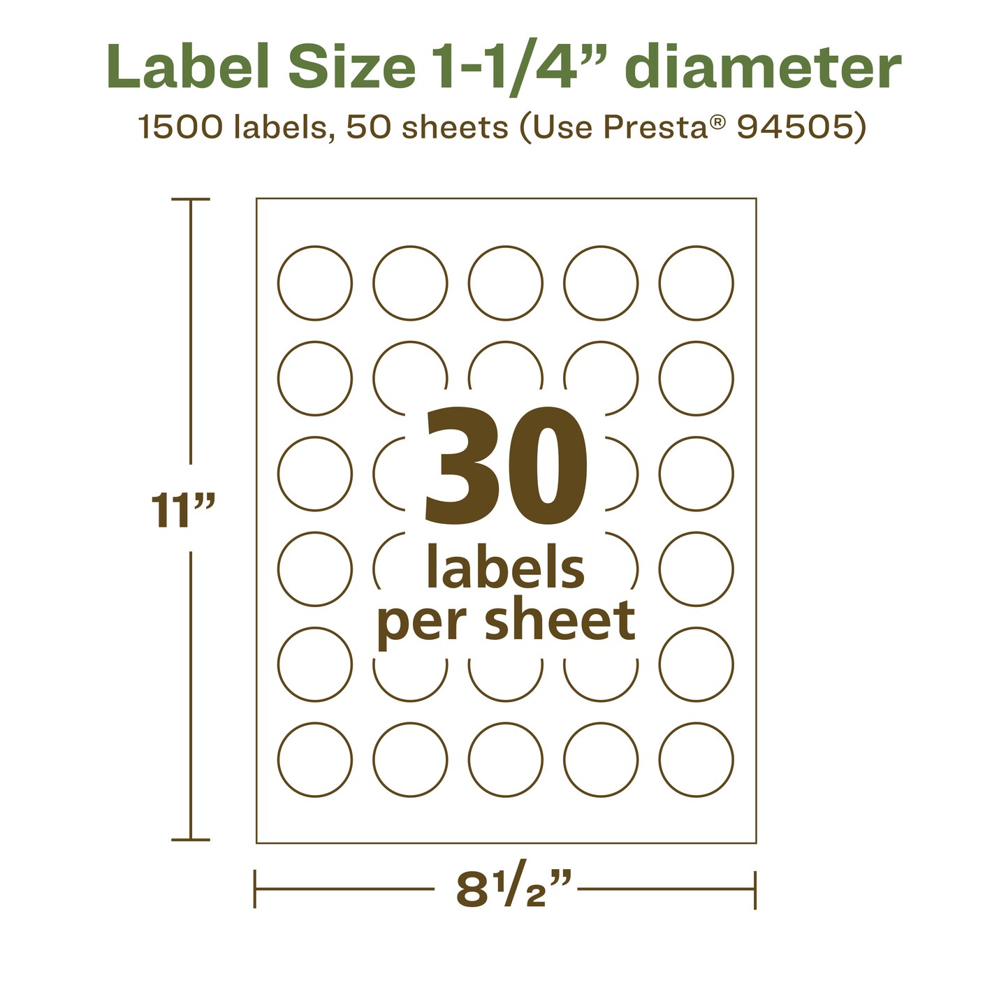 Avery Recycled Matte White Labels,  1-1/4&#x22; diameter Round