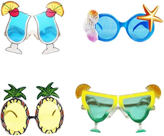 Party Glasses, 9Pairs Summer Pool Tropical Beach Funny Glasses Women Glasses For Luau Party Favors Crazy Glasses Silly Glasses * Luau Decorations * Party Supplies Summer Stuff Giant Glasses Hawaii