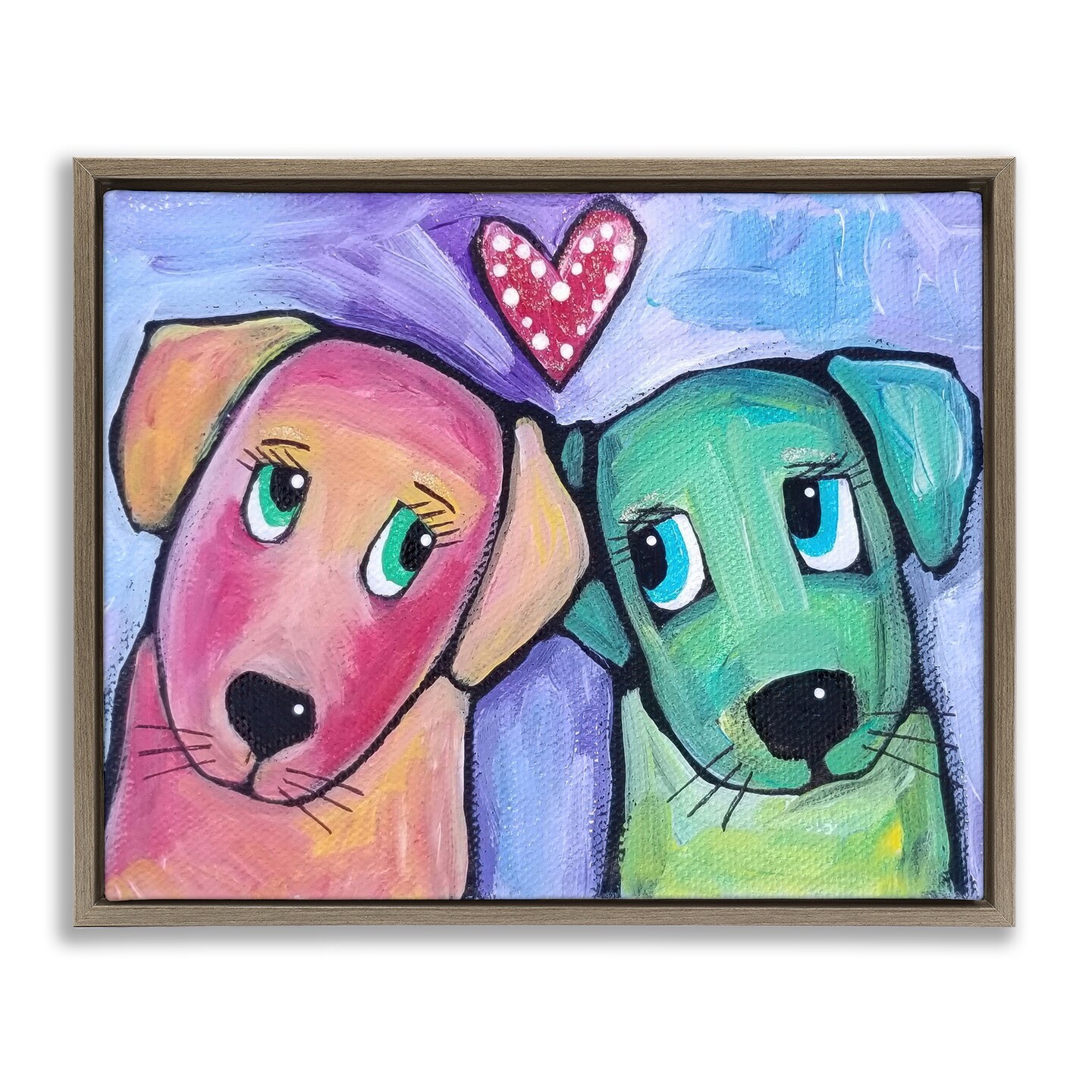 Stupell Industries Vivid Pink & Green Puppy Love Floating Frame By Nettie Price